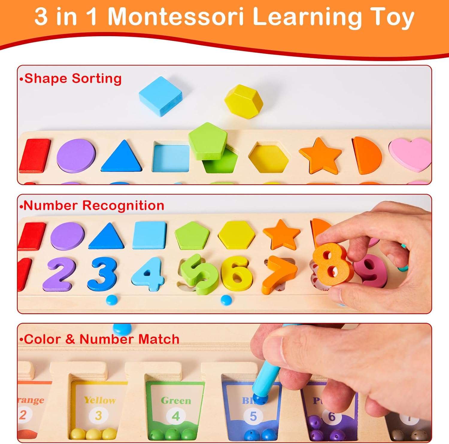 3 in 1 Montessori Toys for 3+ Year Old, Educational Magnetic Color and Number Maze, Shape Number Wooden Puzzle Sorting Toys for Toddlers, Preschool Learning Activities Classroom Must Haves 3 in 1 Montessori Toys for 3+ Year Old, Educational Magnetic Color and Number Maze, Shape Number Wooden Puzzle Sorting Toys for Toddlers, Preschool Learning Activities Classroom Must Haves