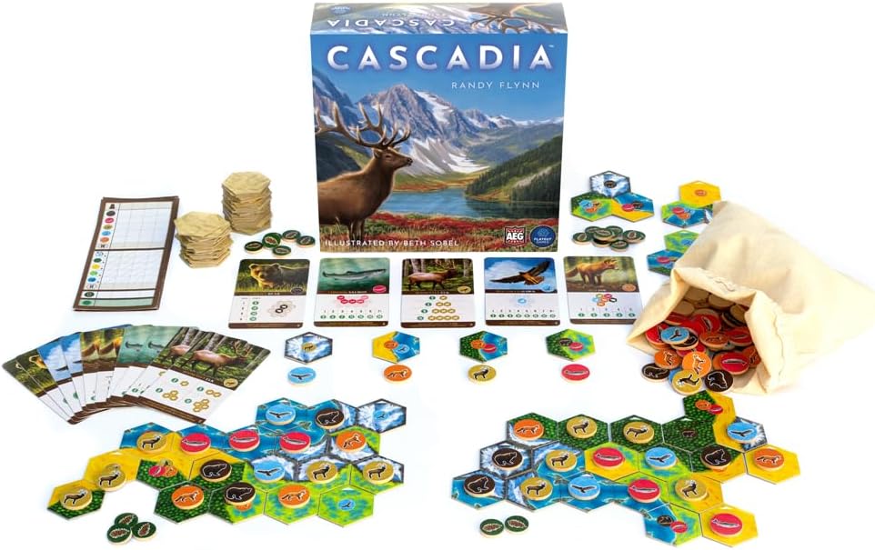 Alderac Entertainment Group (AEG) Cascadia, Award-Winning Board Game Set in Pacific Northwest, Build Nature Corridors, Attract Wildlife, Ages 10+, 1-4 Players, 30-45 Min, FlatOut Games Alderac Entertainment Group (AEG) Cascadia, Award-Winning Board Game Set in Pacific Northwest, Build Nature Corridors, Attract Wildlife, Ages 10+, 1-4 Players, 30-45 Min, FlatOut Games