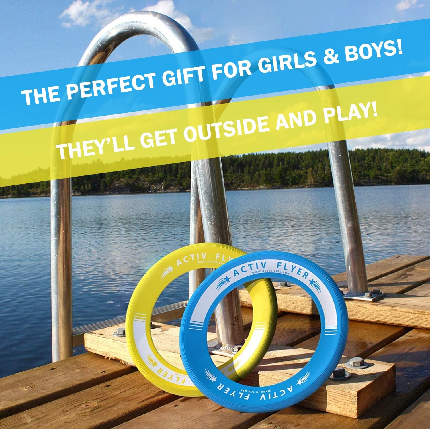 Amazon.com : Activ Life Kid’s Flying Rings, 2 Pack, Cyan/Yellow, Best Xmas Gifts for Kids Age 3 Year Old, Top Christmas 2023 Stocking Stuffers for Boys and Girls Outside Toys, Cool Beach Vacation Family Presents : Sports  Outdoors