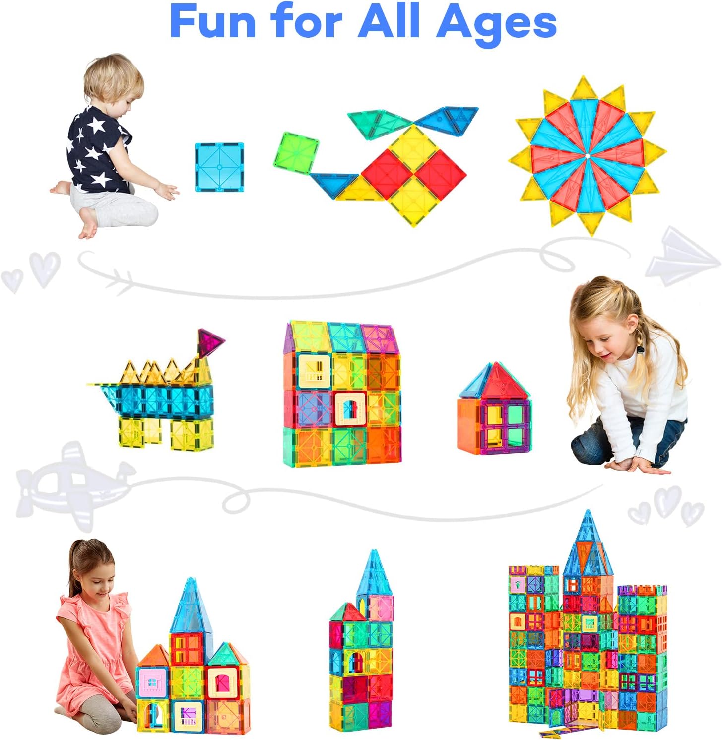 Anbalulu Magnetic Building Tiles, 134PCS Large Magnet Building Set,Magnetic Blocks, 3D STEM Stacking Toys, Magnets Toy for Kids Boys Girls : Toys Games Anbalulu Magnetic Building Tiles, 134PCS Large Magnet Building Set,Magnetic Blocks, 3D STEM Stacking Toys, Magnets Toy for Kids Boys Girls : Toys Games