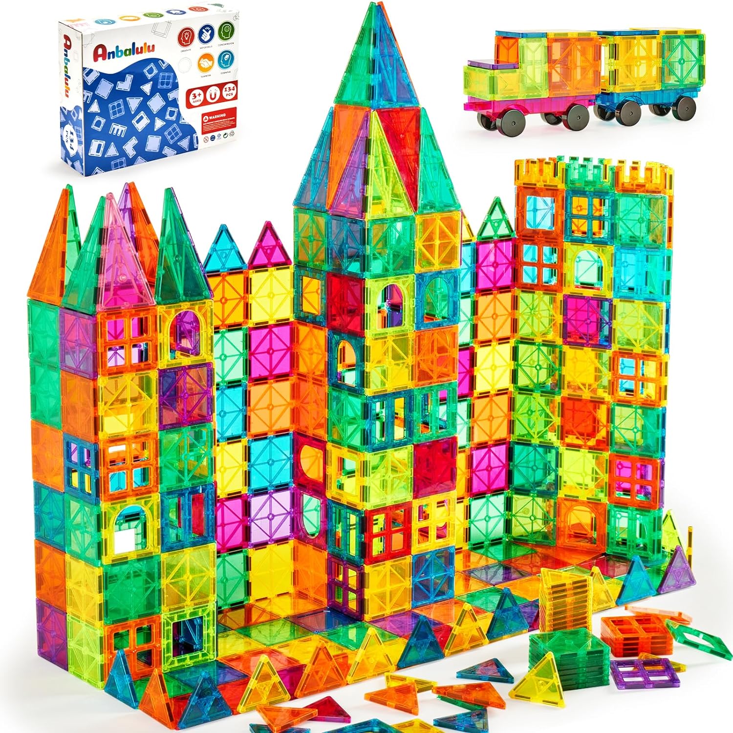 Anbalulu Magnetic Building Tiles, 134PCS Large Magnet Building Set,Magnetic Blocks, 3D STEM Stacking Toys, Magnets Toy for Kids Boys Girls : Toys Games Anbalulu Magnetic Building Tiles, 134PCS Large Magnet Building Set,Magnetic Blocks, 3D STEM Stacking Toys, Magnets Toy for Kids Boys Girls : Toys Games