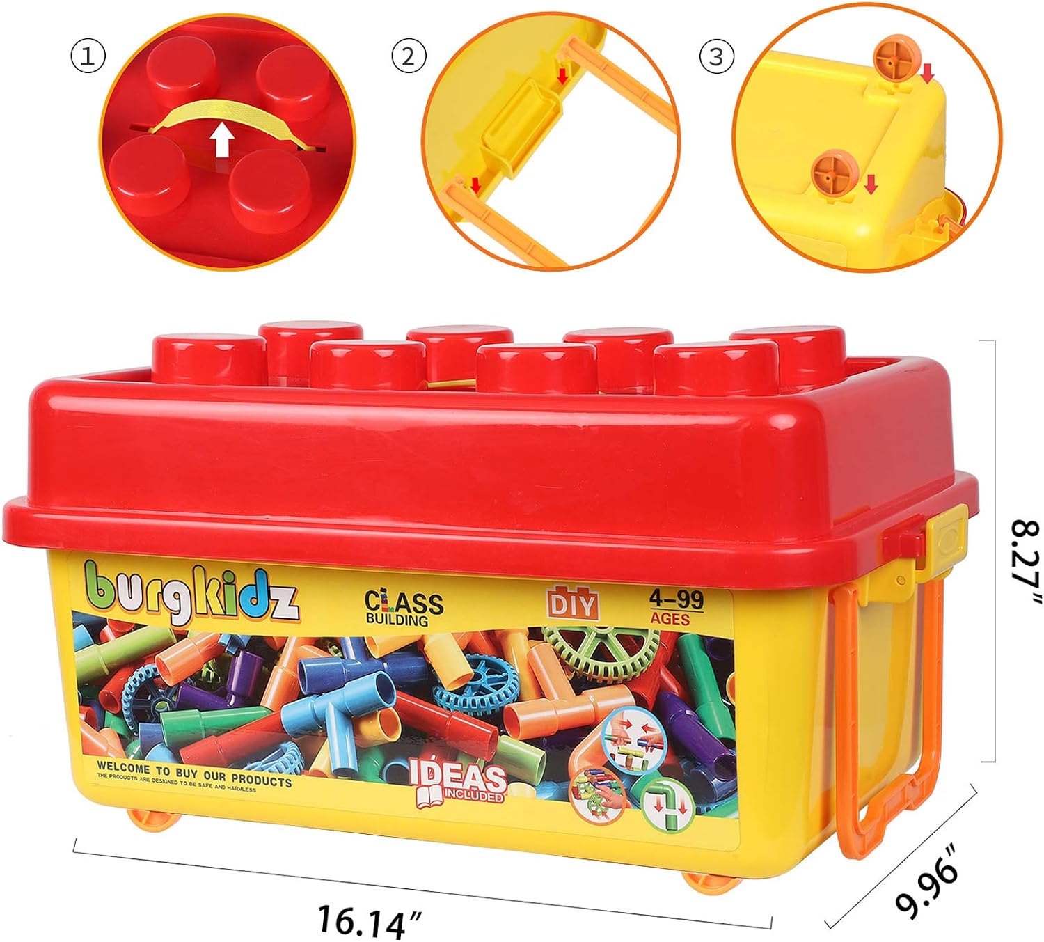 burgkidz Building Blocks STEM Pipe Tube Learning Toys Birthday Gifts, Educational Autistic Toy Compatible Building Pipeworks Constructions for Kids Boys Girls Ages 3 4 5 6 7 8+