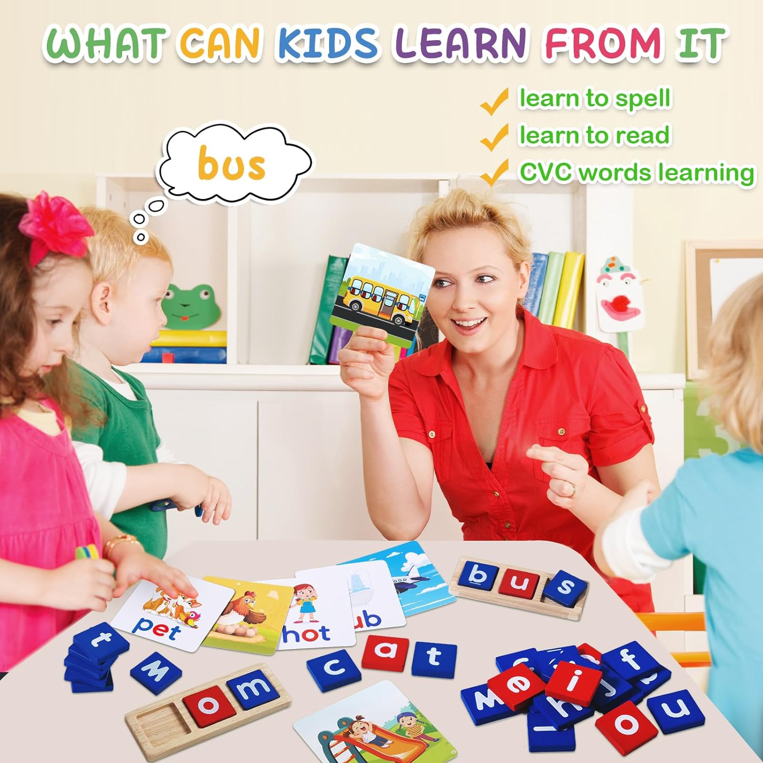 CVC Word Educational Toy Spelling Games, Preschool Toddler Learning Activities, Montessori Learning Toys Gifts for 3 4 5 6 Years Old Kids, 60 Sight Words Flash Cards Alphabet Puzzle for Toddlers CVC Word Educational Toy Spelling Games, Preschool Toddler Learning Activities, Montessori Learning Toys Gifts for 3 4 5 6 Years Old Kids, 60 Sight Words Flash Cards Alphabet Puzzle for Toddlers