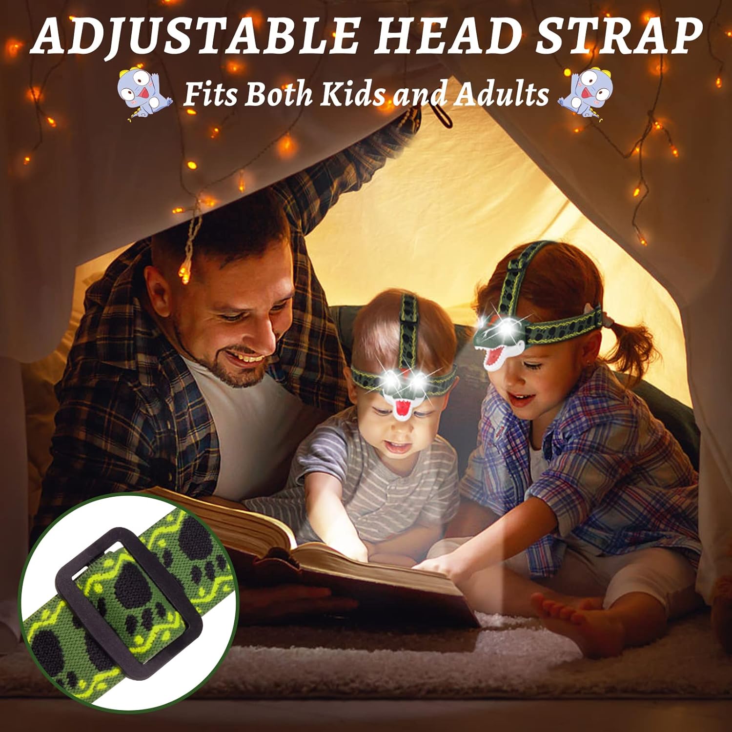 DX DA XIN Dinosaur LED Headlamp T-Rex for Kids Flashlights Camping Gear - Dinosaur Toys for Boys Girls Toddlers Outdoor Toys for Kids Birthday Christmas Gifts Stocking Stuffers