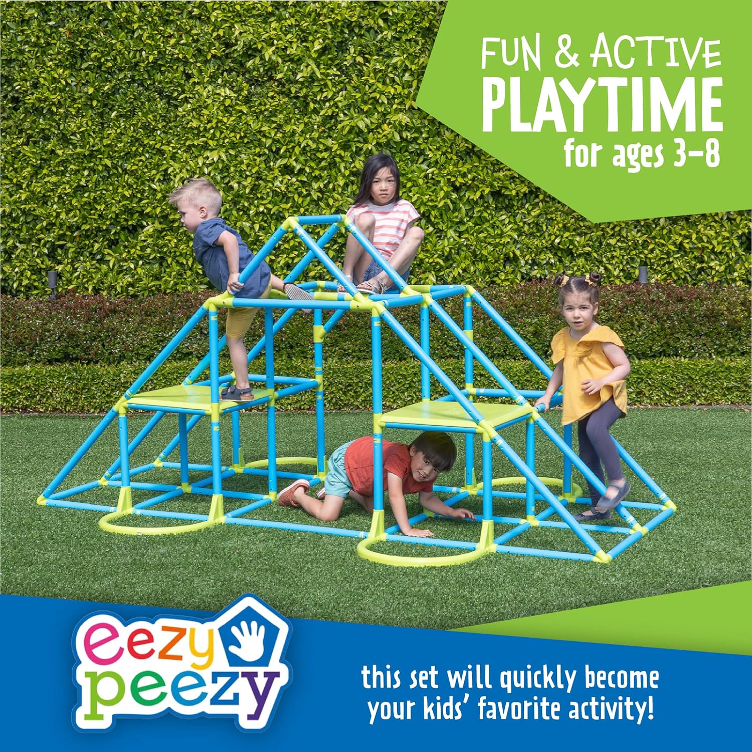 Eezy Peezy Monkey Bars Climbing Tower - Active Indoor/Outdoor Fun for Kids Jungle Gym Ages 3 to 8 Years Old