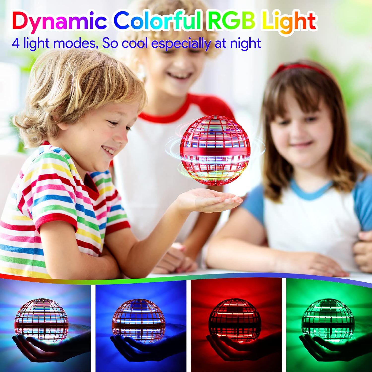 Flying Orb Ball Toy 2023 Upgraded, Hover Orb Ball with Lights, Hand Controlled Flying Spinner Mini Drone Ball, Magic Boomerang Ball Drone, Cool Toys Birthday Gift for Kids Adults Indoor Outdoor (Blue)