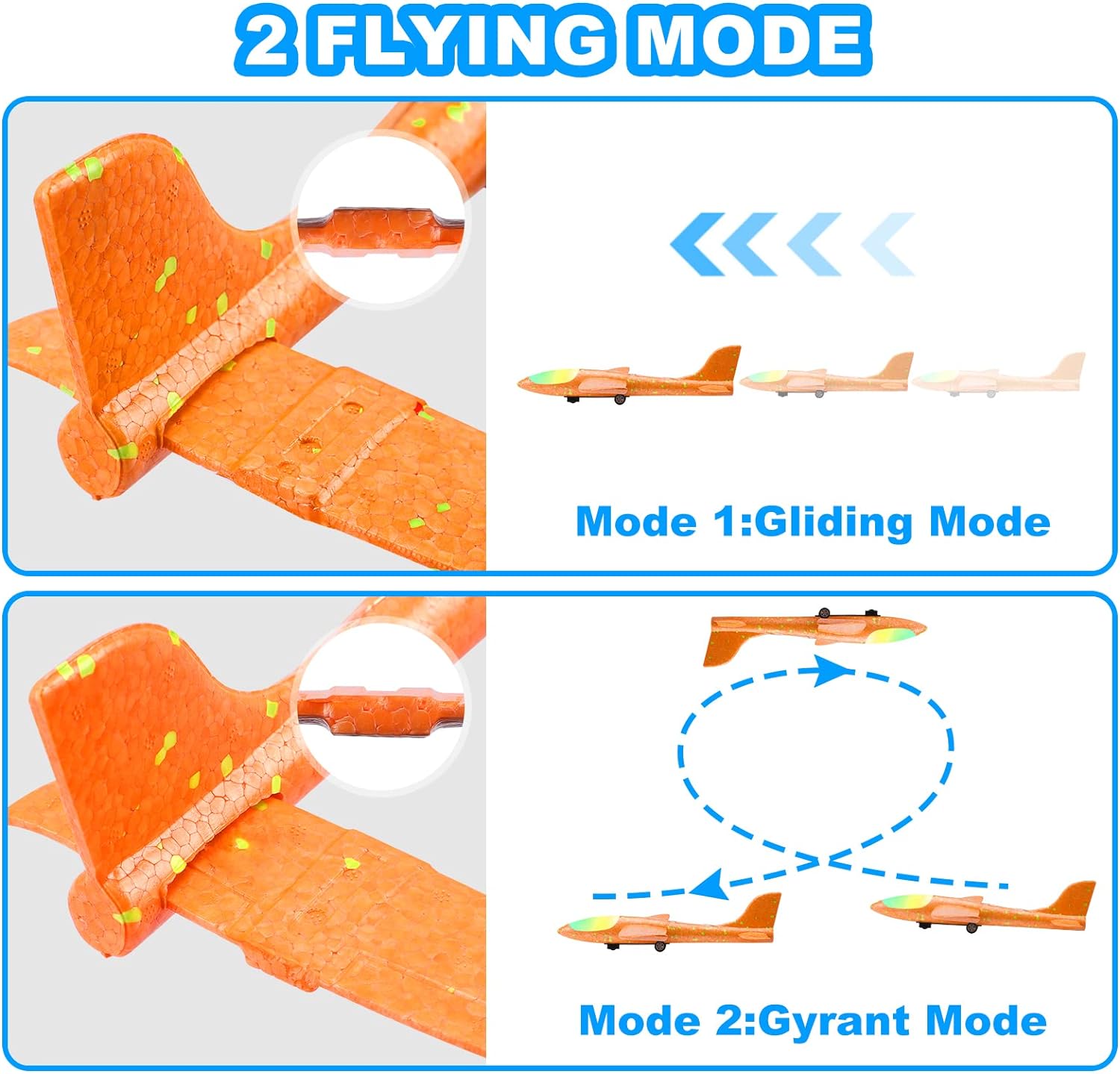 Fuwidvia 3 Pack Airplane Launcher Toys, 2 Flight Modes LED Foam Glider Catapult Plane Toy for Boys, Outdoor Flying Toys Birthday Gifts for Boys Girls 4 5 6 7 8 9 10 11 12 Year Old