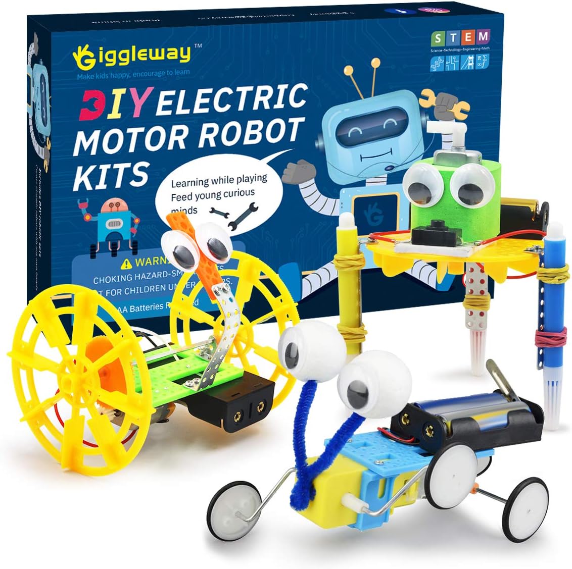 Giggleway Electric Motor Robotic Science Kits, DIY STEM Toys for Kids, Building Science Experiment Kits for Boys and Girls-Doodling, Balance Car, Reptile Robot (3 Kits) : Toys Games