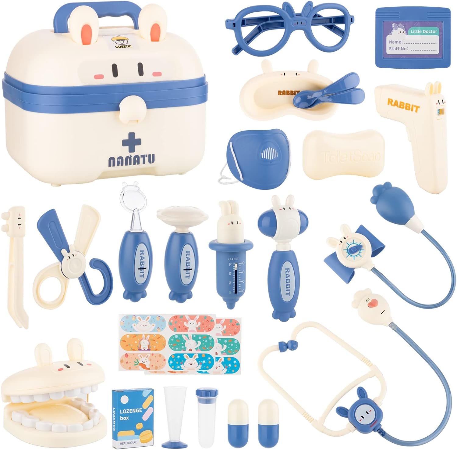 GUEETIC Doctor Kit for Kids - Pretend Play Educational Doctor Toys, Medical Kit with Stethoscope, Doctor Playset for Dentist Doctor, Role Play Toys for 3 4 5 6 7 8 Years Old Girls Boys Toddler Gifts