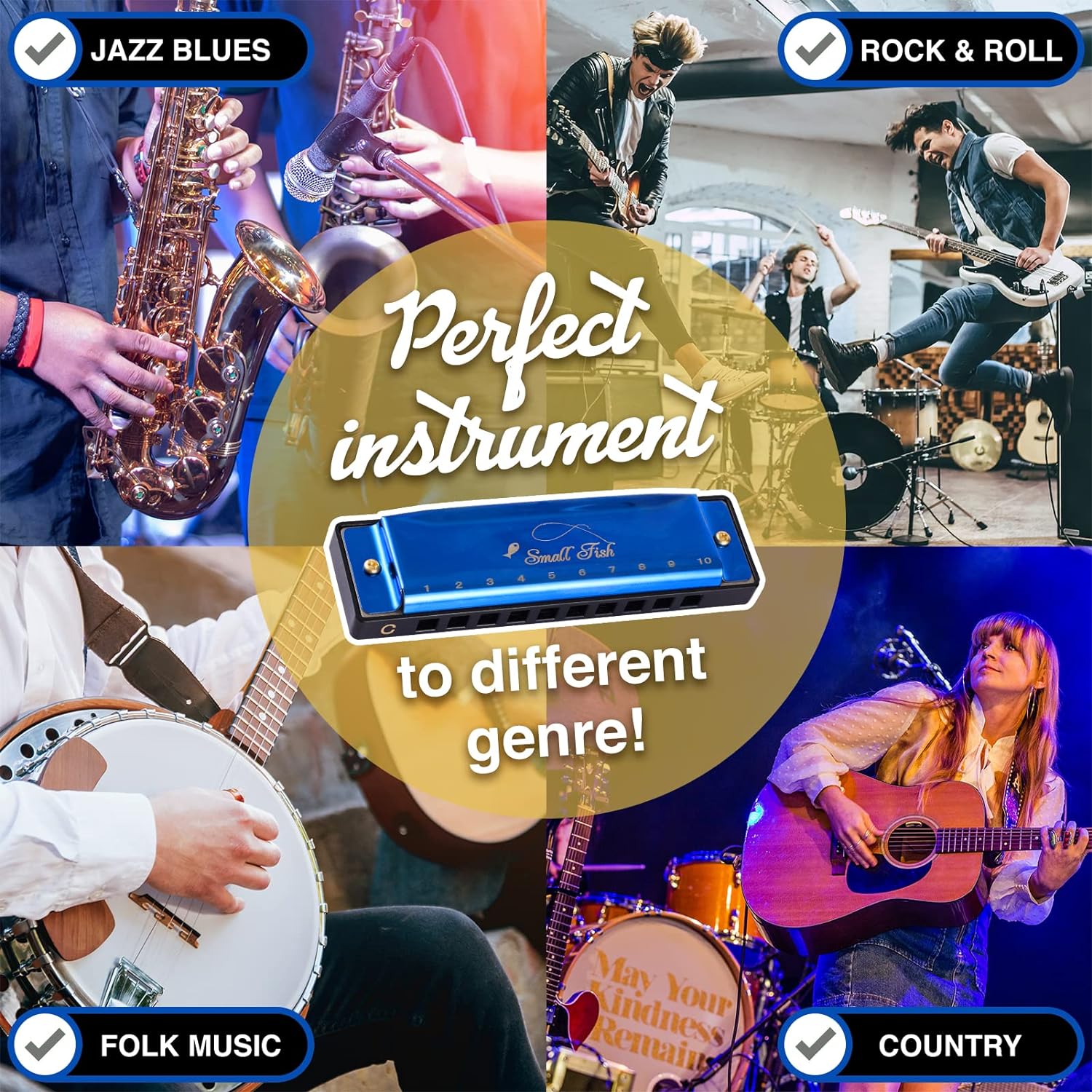 Harmonica for Kids and Adults, Beginners Blues Harmonica Musical Instrument Toy with 10 Holes and 20 Notes, Stainless Steel Diatonic Key of C Mouth Organ, Birthday Gifts Harmonica for Kids and Adults, Beginners Blues Harmonica Musical Instrument Toy with 10 Holes and 20 Notes, Stainless Steel Diatonic Key of C Mouth Organ, Birthday Gifts