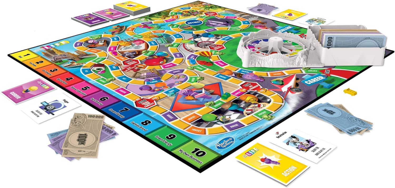 Hasbro Gaming The Game of Life Game, Family Board Game for 2-4 Players, Indoor Game for Kids Ages 8 and Up, Pegs Come in 6 Colors Hasbro Gaming The Game of Life Game, Family Board Game for 2-4 Players, Indoor Game for Kids Ages 8 and Up, Pegs Come in 6 Colors