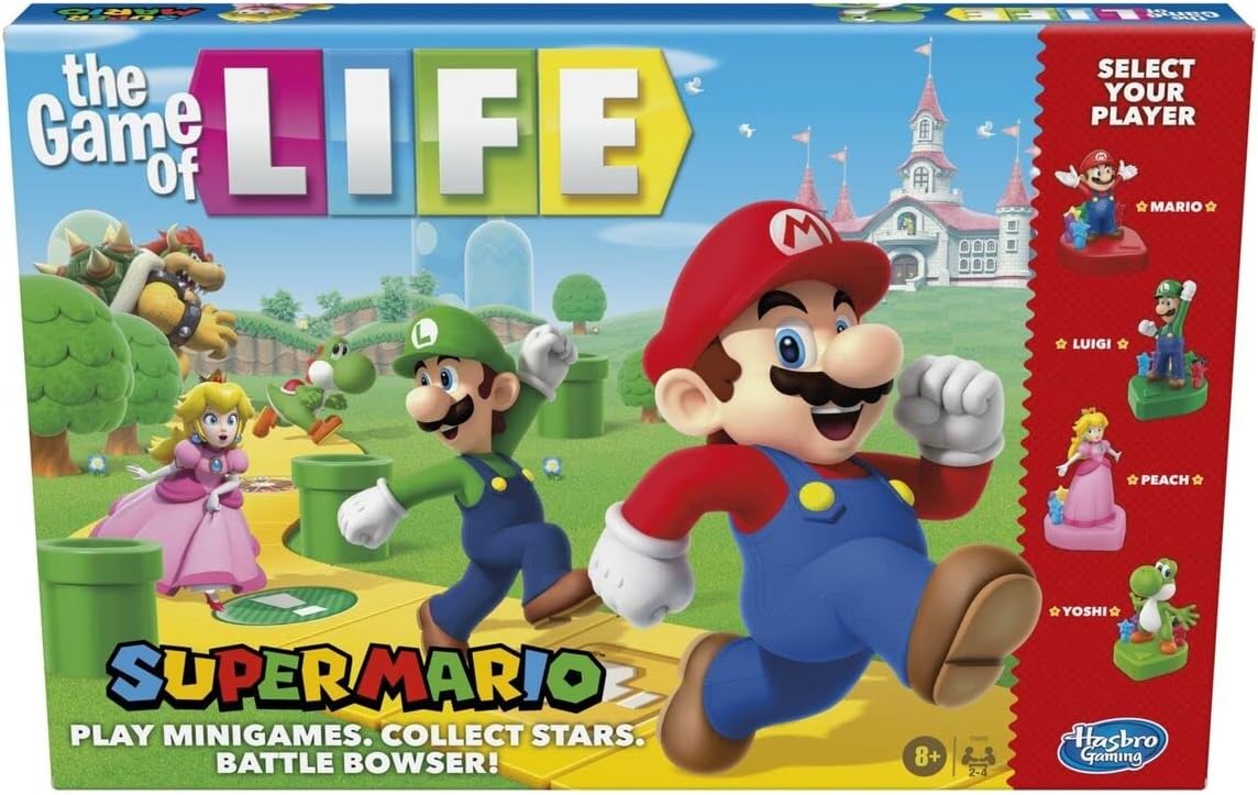 Hasbro Gaming The Game of Life: Super Mario Edition Board Game for Kids Ages 8 and Up, Play Minigames, Collect Stars, Battle Bowser