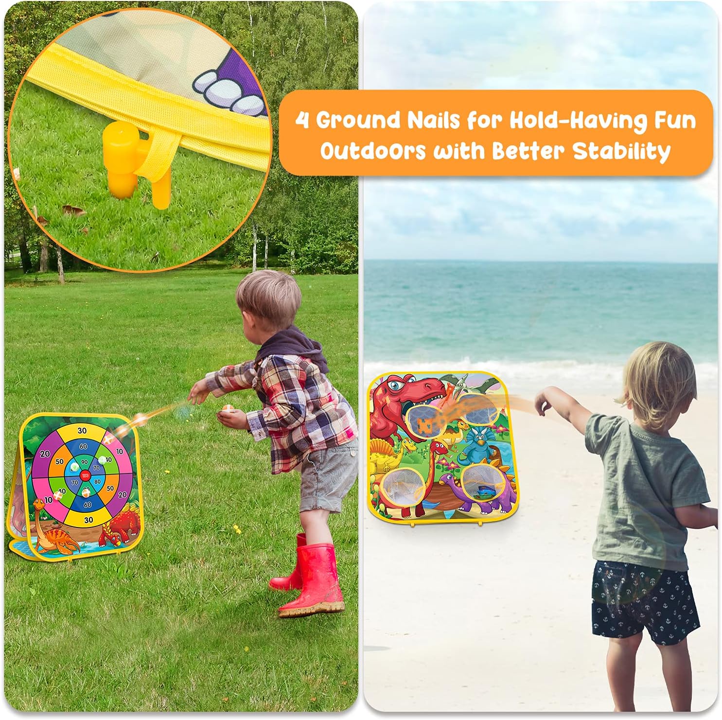 HelloJoy Bean Bag Toss Game Kids Outdoor Toys,Double-Sided Foldable Cornhole Board Backyard Beach Yard Toys for Toddler, Outside Lawn Party Activities Toy Gift for Boys Girls Age 3 4 5 6 7 8 : Toys  Games