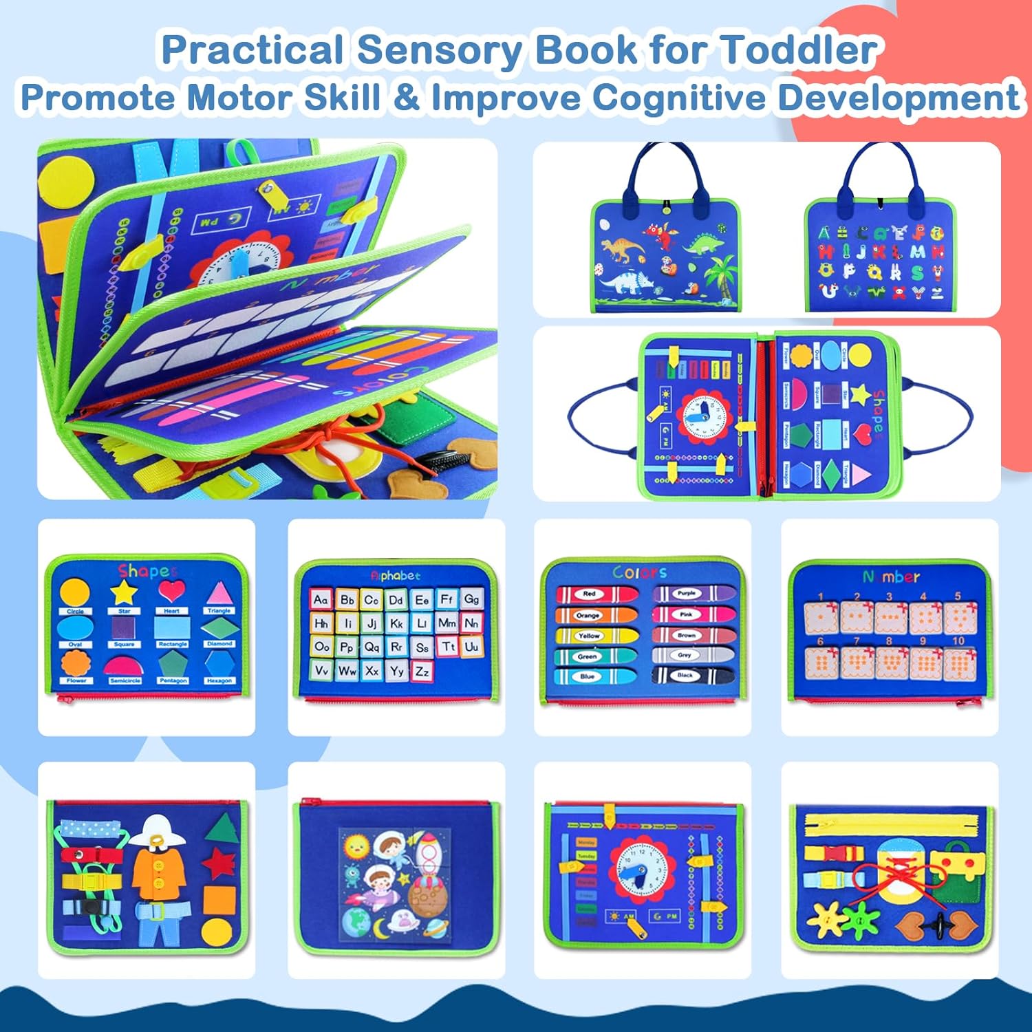 Hi-Tech Busy Board Toys, Busy Book for Toddlers 1-5 Year Old, Montessori Sensory Book Educational Preschool Learning Activities Hi-Tech Busy Board Toys, Busy Book for Toddlers 1-5 Year Old, Montessori Sensory Book Educational Preschool Learning Activities