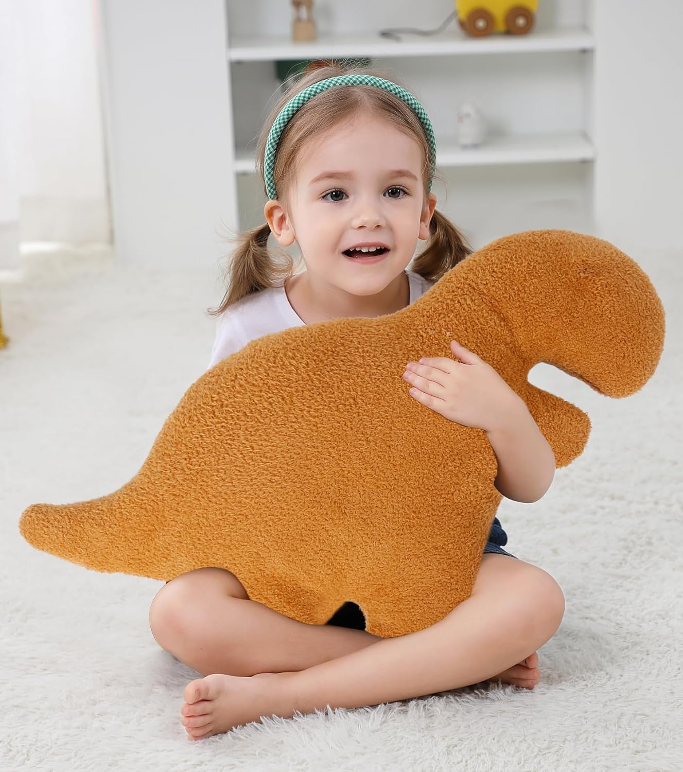 HitToys Dino Nuggets Pillow Plush 18 in, Dinosaur Stuffed Animal Dino Chicken Nugget Plush Toy, Funny Stuffed Animal Room Decor Gifts for Kids Party Birthday Christmas