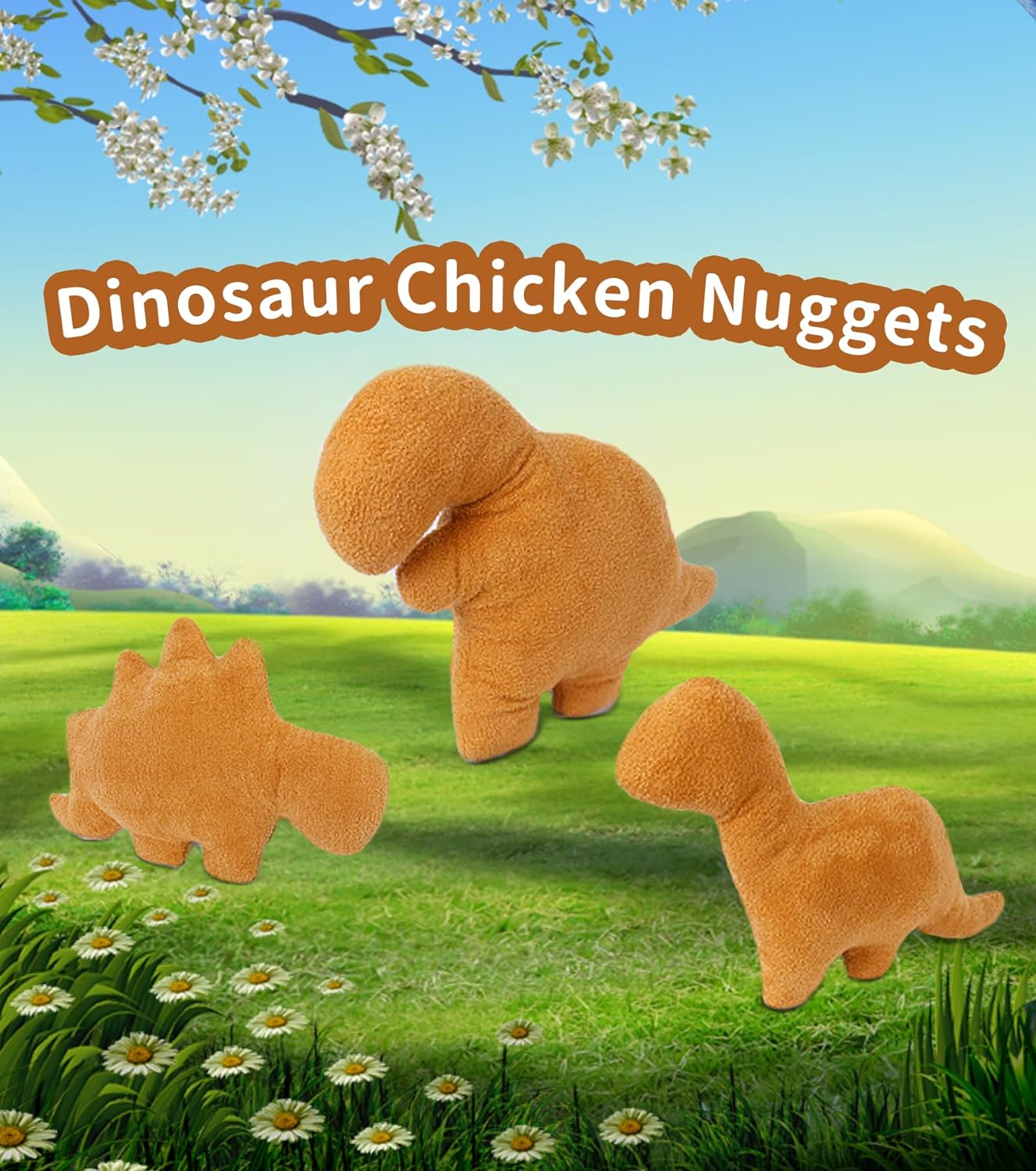 HitToys Dino Nuggets Pillow Plush 18 in, Dinosaur Stuffed Animal Dino Chicken Nugget Plush Toy, Funny Stuffed Animal Room Decor Gifts for Kids Party Birthday Christmas