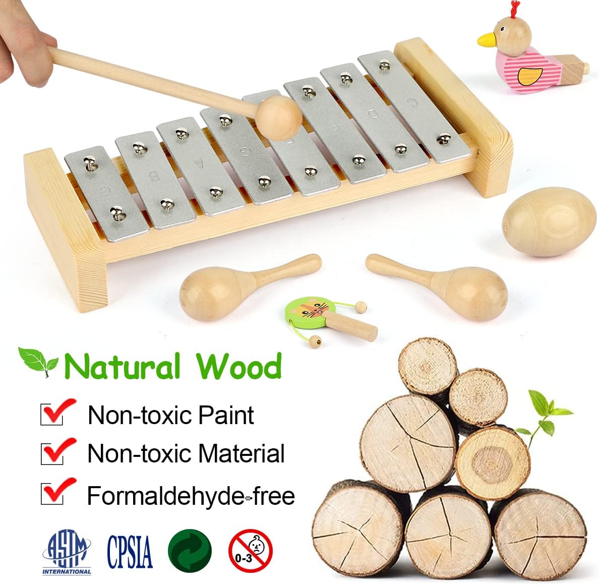 KAQINU Kids Musical Instruments Toys, 27 Pack Eco-Friendly Wooden Music Set Gift Set for Boys Girls Preschool Educational Child Wood Music Shakers Toddler Toys with Storage Backpack KAQINU Kids Musical Instruments Toys, 27 Pack Eco-Friendly Wooden Music Set Gift Set for Boys Girls Preschool Educational Child Wood Music Shakers Toddler Toys with Storage Backpack