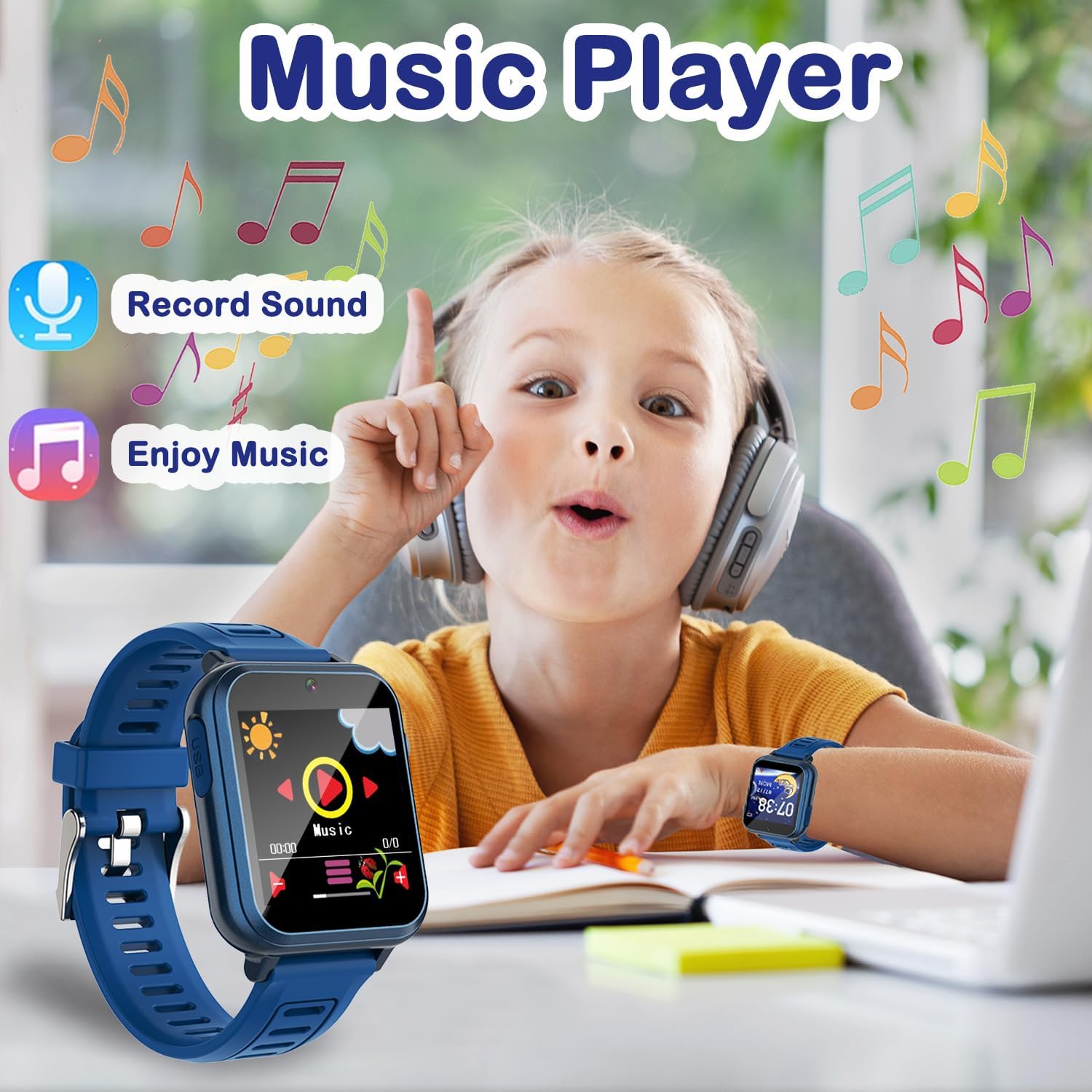 Kids Game Smart Watch for Kids with 24 Puzzle Games HD Touch Screen Camera Music Player Pedometer Alarm Clock Calculator Flashlight 12/24hr Kids Watches Gift for 4-12 Year Old Boys Toys for Kids