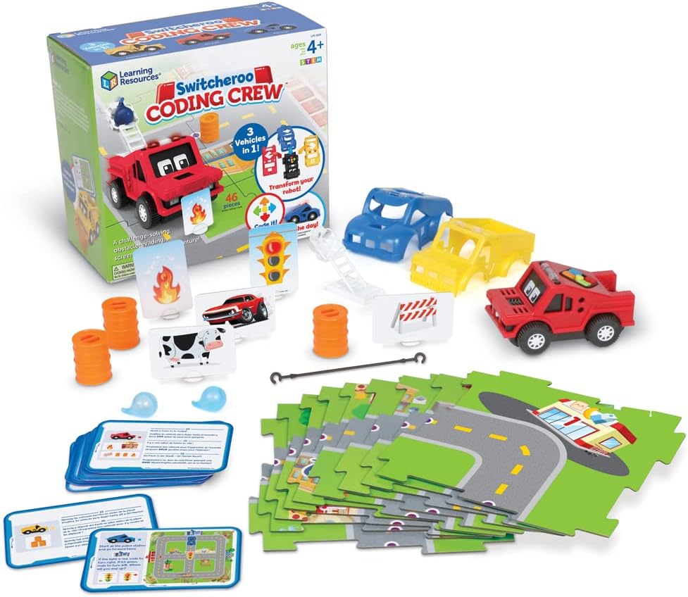 Learning Resources Switcheroo Coding Crew - 46 Pieces, Ages 4+ STEM Toy for Kids, Interactive Robot, Gifts for Boys and Girls