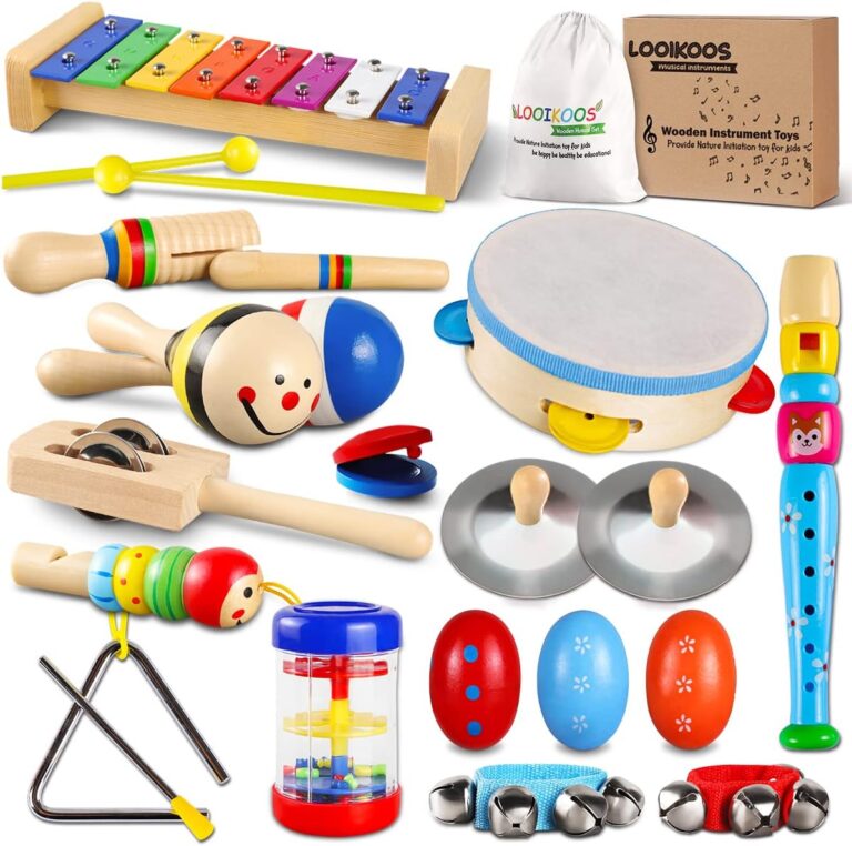 LOOIKOOS Toddler Musical Instruments Set Wooden Percussion Instruments Toy Review