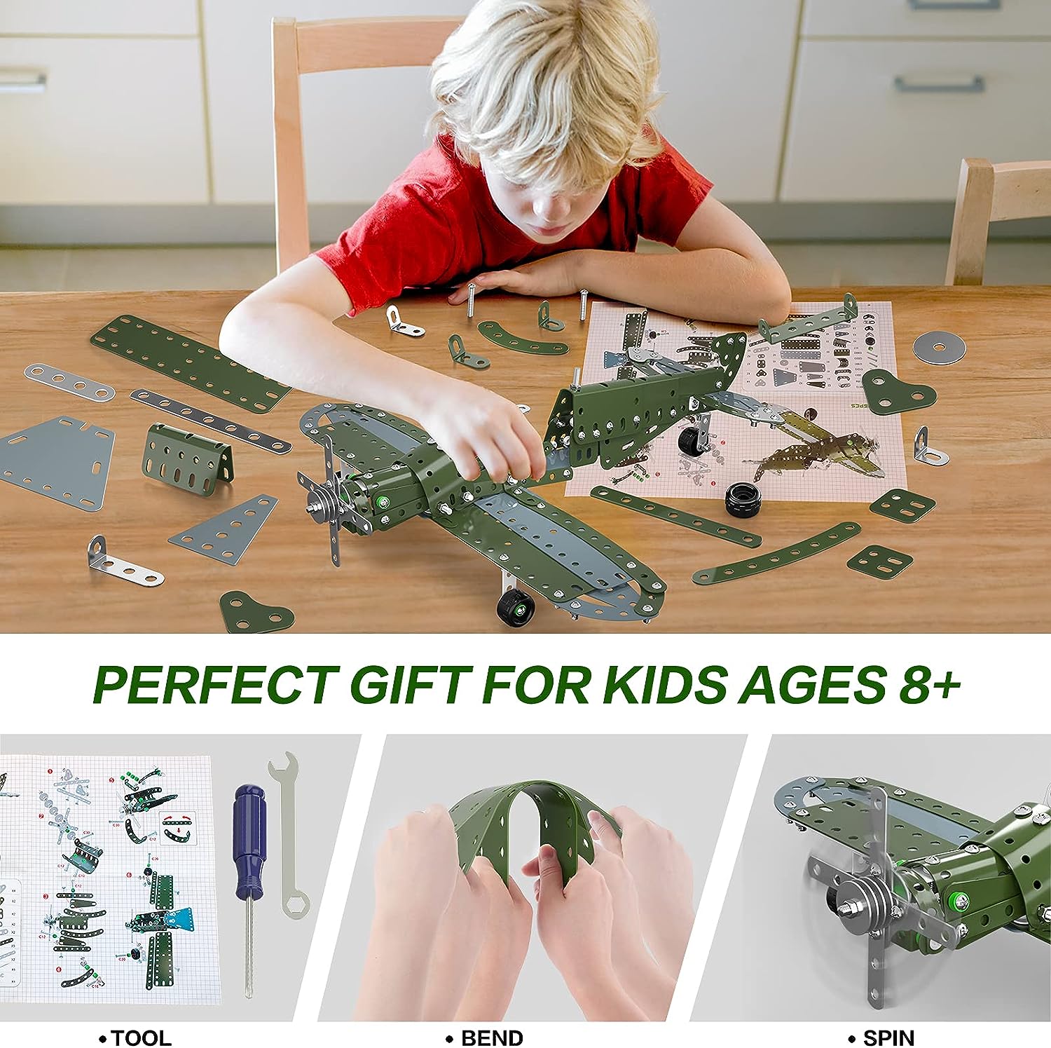 Lucky Doug Building Toys Airplane Model Set -258 Pieces DIY Building Stem Projects Toys for Kids Boys Ages 8-12 and Older,Building Assembly Science Educational Toys Set Gifts for Model Aircraft Fan : Toys Games