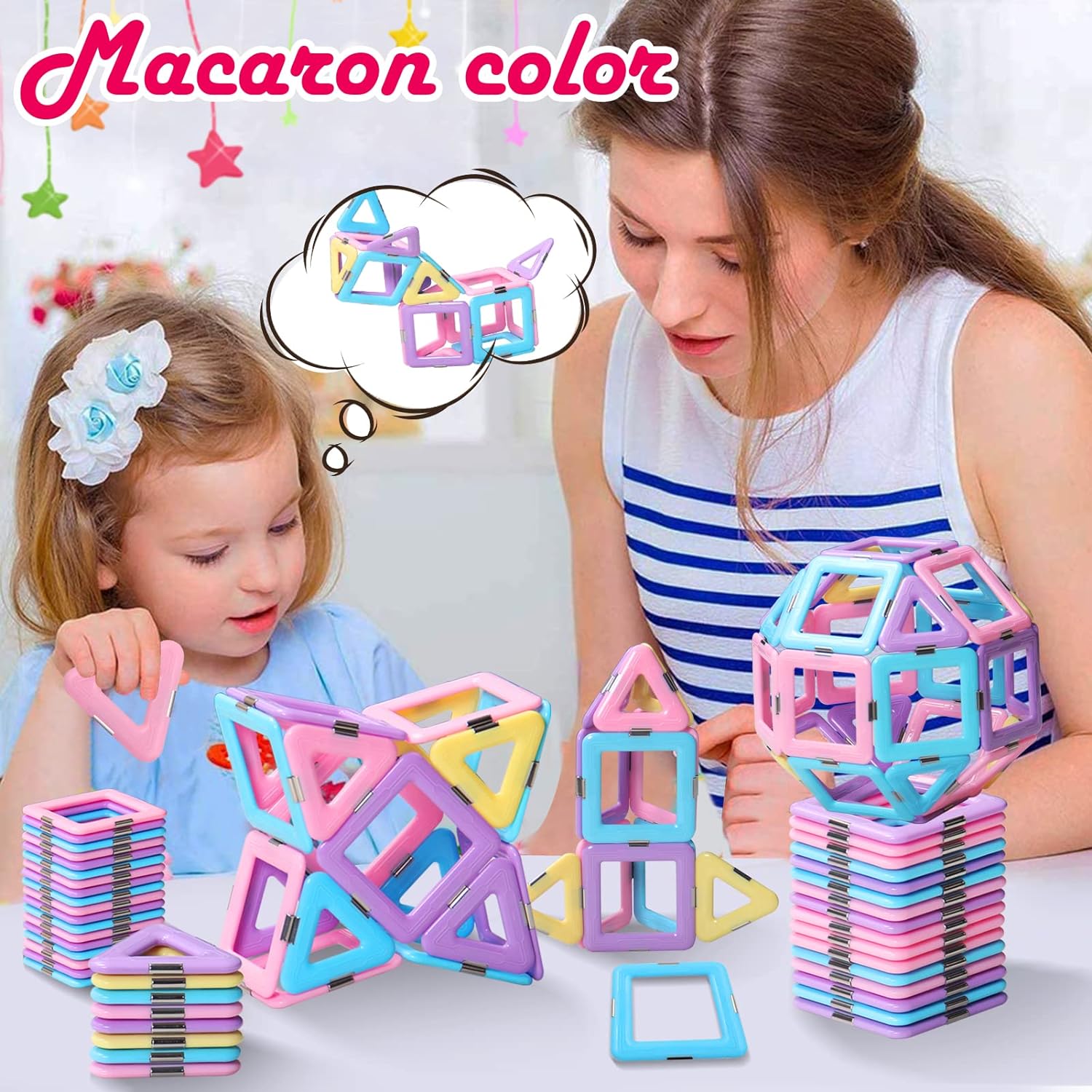 Magnetic Tiles Toys for 3 4 5 6 7 8+ Year Old Boys Girls Upgrade Macaron Castle Blocks Building Set for Toddlers STEM Creativity/Educational Toys for Kids Age 3-6 Christmas Birthday Gifts : Toys Games