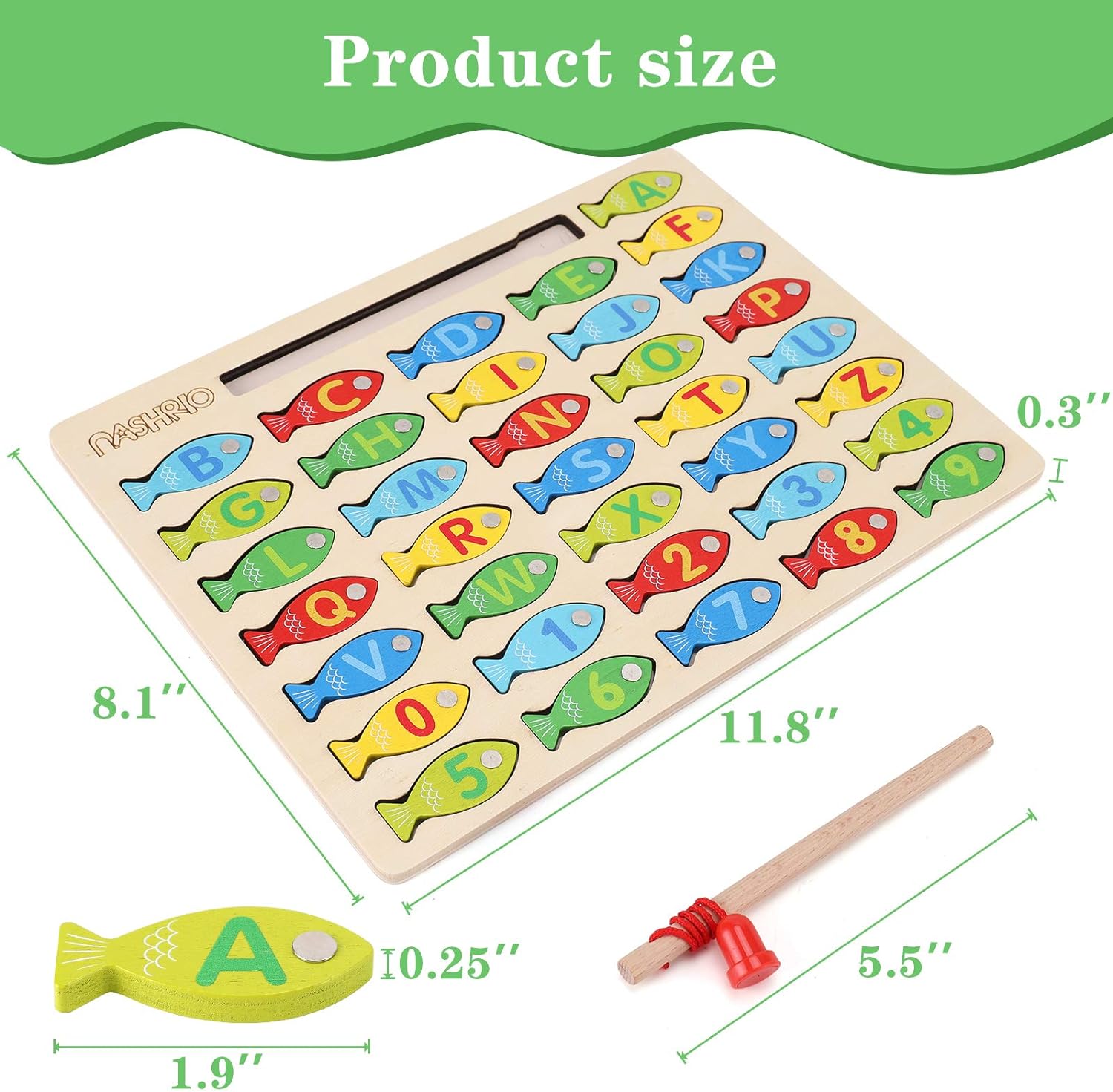 Magnetic Wooden Fishing Game Toy for Toddlers, Alphabet Fish Catching Counting Games Puzzle with Numbers and Letters, Preschool Learning ABC and Math Educational Toys for 3 4 5 Years Old Girl Boy Kids Magnetic Wooden Fishing Game Toy for Toddlers, Alphabet Fish Catching Counting Games Puzzle with Numbers and Letters, Preschool Learning ABC and Math Educational Toys for 3 4 5 Years Old Girl Boy Kids