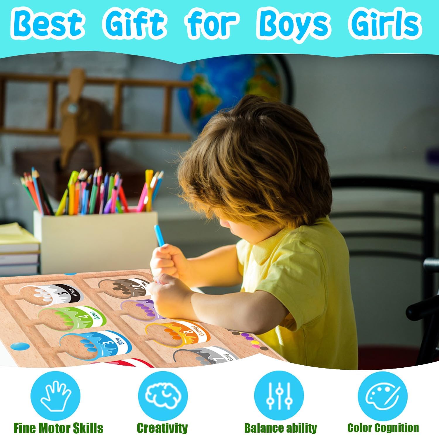 MINGKIDS Montessori Toys for 2+ 3 4 5 Year Old-Wooden Board Puzzle with Color and Number Magnet Maze,Learning Education Toys for Preschoolers, Toddler Fine Motor Skills Travel Toys Birthday Gifts MINGKIDS Montessori Toys for 2+ 3 4 5 Year Old-Wooden Board Puzzle with Color and Number Magnet Maze,Learning Education Toys for Preschoolers, Toddler Fine Motor Skills Travel Toys Birthday Gifts
