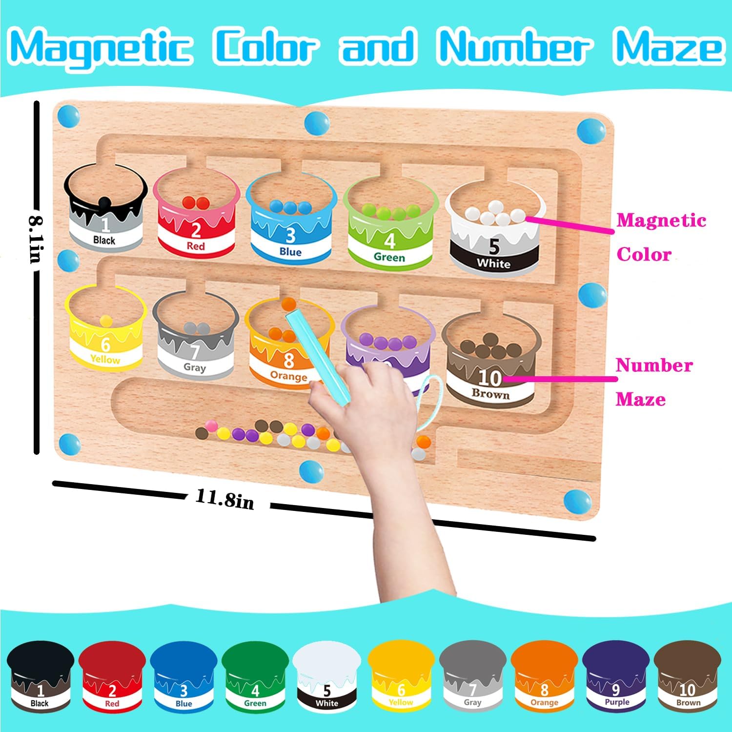 MINGKIDS Montessori Toys for 2+ 3 4 5 Year Old-Wooden Board Puzzle with Color and Number Magnet Maze,Learning Education Toys for Preschoolers, Toddler Fine Motor Skills Travel Toys Birthday Gifts MINGKIDS Montessori Toys for 2+ 3 4 5 Year Old-Wooden Board Puzzle with Color and Number Magnet Maze,Learning Education Toys for Preschoolers, Toddler Fine Motor Skills Travel Toys Birthday Gifts