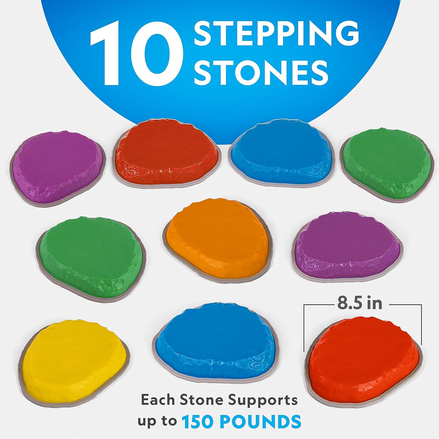 NATIONAL GEOGRAPHIC Stepping Stones for Kids – 10 Durable Non-Slip Stones Encourage Toddler Balance  Gross Motor Skills, Indoor  Outdoor Toys, Balance Stones, Obstacle Course (Amazon Exclusive)