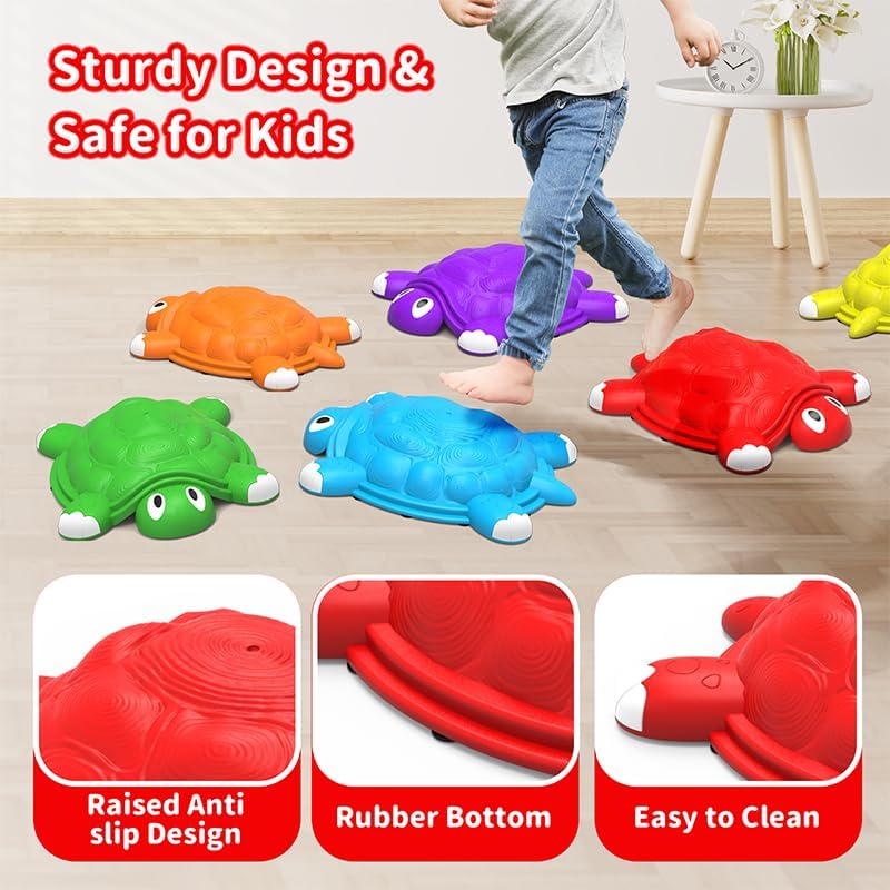 OCHIDO Stepping Stones for Kids Gifts 3 4 5 6 7+ Year Old,6 Pcs Turtle Balance Stepping Stones Coordination Skills Obstacle Courses Sensory Toys for Toddlers Ages 3 4 5,Outdoor/Indoor Play Kids Gift : Toys  Games
