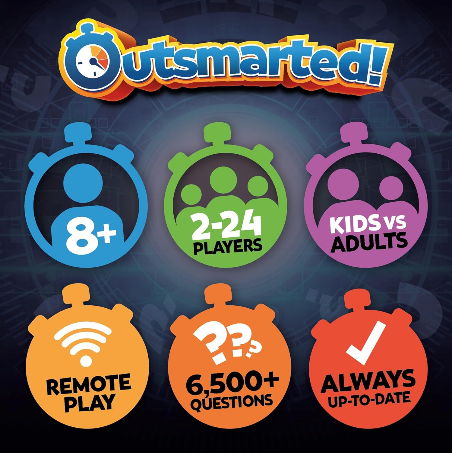 OUTSMARTED! The Live Family Quiz Show Board Game | Ages 8+ | for 2 to 24 Players (Outsmarted! 2023 Edition) OUTSMARTED! The Live Family Quiz Show Board Game | Ages 8+ | for 2 to 24 Players (Outsmarted! 2023 Edition)