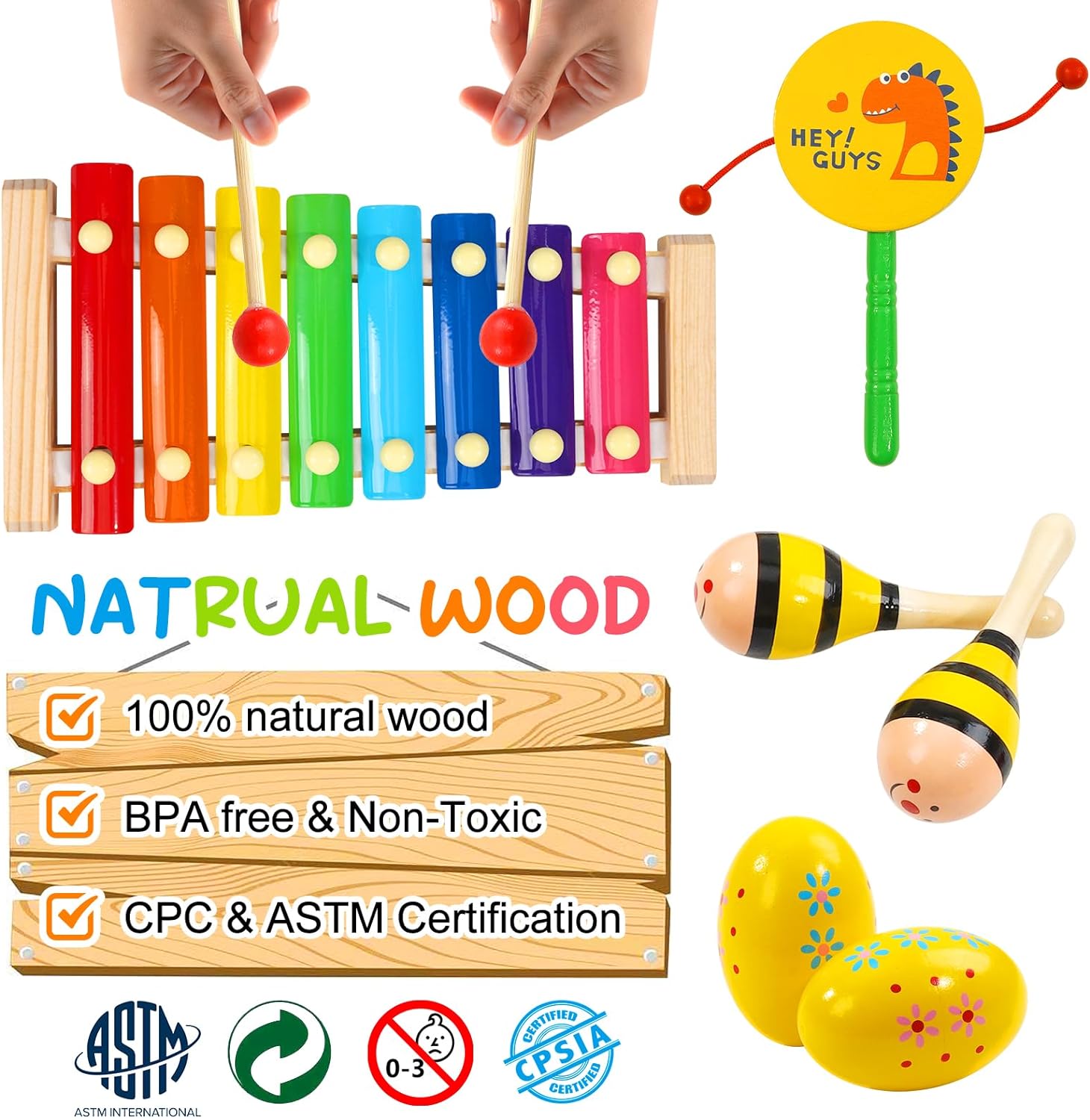 Raimy Kids Musical Instruments Set - Wooden Percussion Instruments Toy for Toddler Baby, Preschool Educational Music Toys for Boys and Girls with Carrying Bag (Yellow) : Toys Games Raimy Kids Musical Instruments Set - Wooden Percussion Instruments Toy for Toddler Baby, Preschool Educational Music Toys for Boys and Girls with Carrying Bag (Yellow) : Toys Games