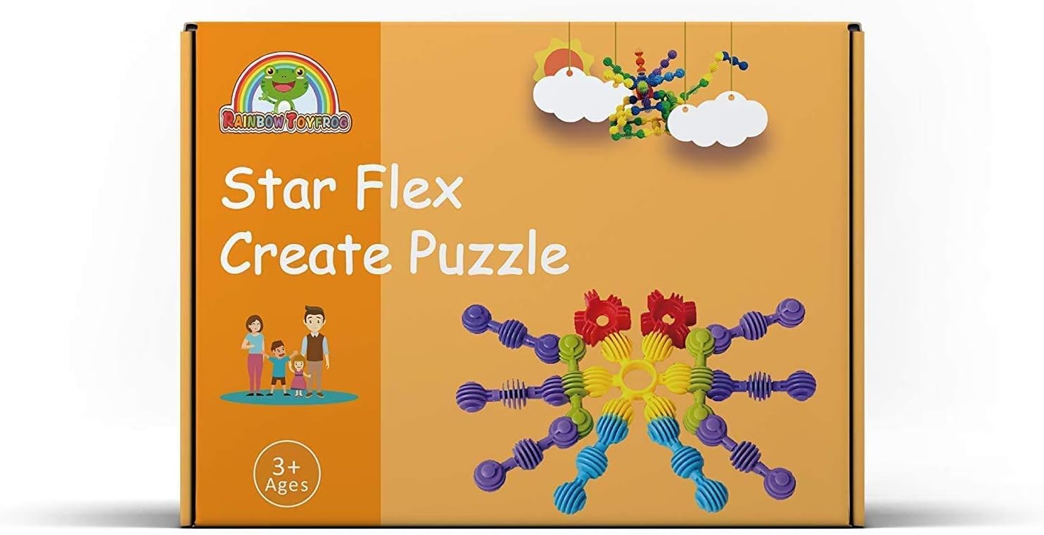 RAINBOW TOYFROG Star Flex STEM Building Toys - 70 Connector Blocks for Kids with Tote - Kindergarten STEM Preschool Table Top Toys - Open Ended Building Blocks for Boys and Girls 3 Years Old Up : Toys Games