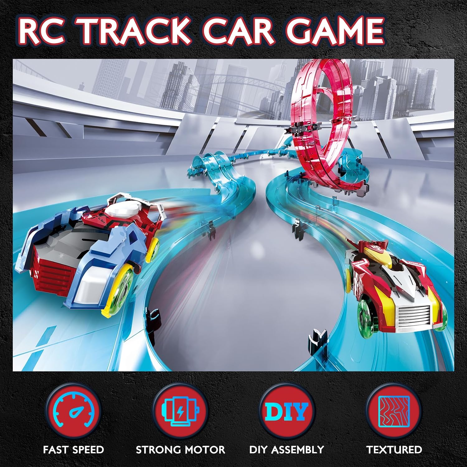 REMOKING RC Track Car, STEM Rail Race RC Track Car Toys Build Your Own 3D Super Track Ultimate Slot Car Playset 2 Cars 2 Remote Controllers Party Game, Great Gifts Toys for Kids Boys Girls Age 6 7 8 9 : Toys  Games