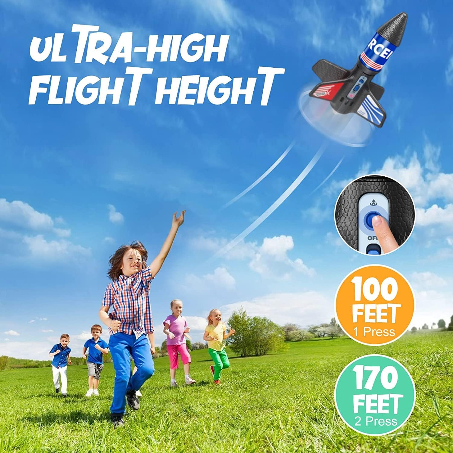 Rocket Launcher for Kids, 170 Feet of Flight Altitude, Model Rocket Kits with Launch Set, Ultra-high Flying Rocket, Rocket Toy, Kids Outdoor Toys, Toys for Ages 8-13 Boy Birthday Gift Ideas