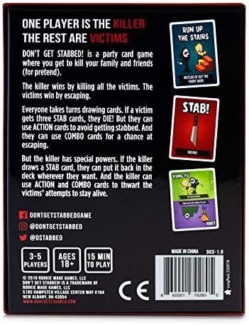 Rookie Mage Games Dont Get Stabbed!: The Party Game Where You Get to Kill Your Family and Friends (for Pretend). Exciting Adult Card Game for Horror Movie Fans! Rookie Mage Games Dont Get Stabbed!: The Party Game Where You Get to Kill Your Family and Friends (for Pretend). Exciting Adult Card Game for Horror Movie Fans!