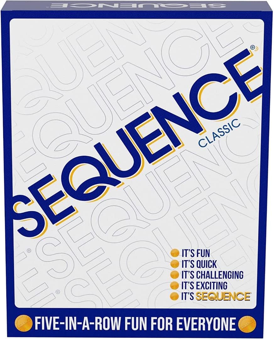SEQUENCE- Original SEQUENCE Game with Folding Board, Cards and Chips by Jax ( Packaging may Vary ) White, 10.3 x 8.1 x 2.31 SEQUENCE- Original SEQUENCE Game with Folding Board, Cards and Chips by Jax ( Packaging may Vary ) White, 10.3 x 8.1 x 2.31