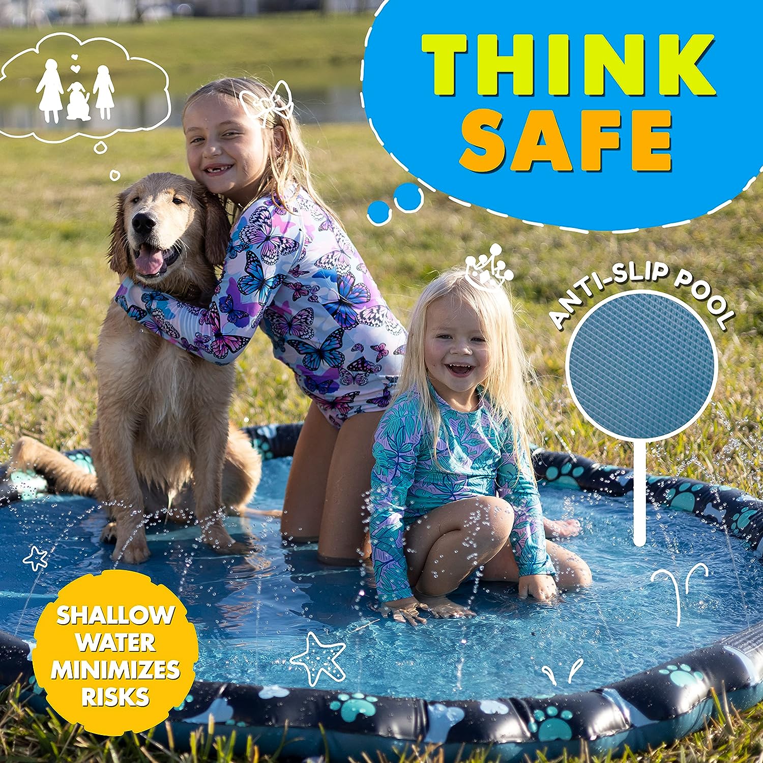 SplashEZ Non Slip Splash Pad for Kids and Dogs, 69’’ Extra Large Sprinkler Kids, Dog Water Summer Toys – Great Outdoor toys toddlers 1-3 ages 4-8 | Wading Pool Backyard SplashEZ Non Slip Splash Pad for Kids and Dogs, 69’’ Extra Large Sprinkler Kids, Dog Water Summer Toys – Great Outdoor toys toddlers 1-3 ages 4-8 | Wading Pool Backyard