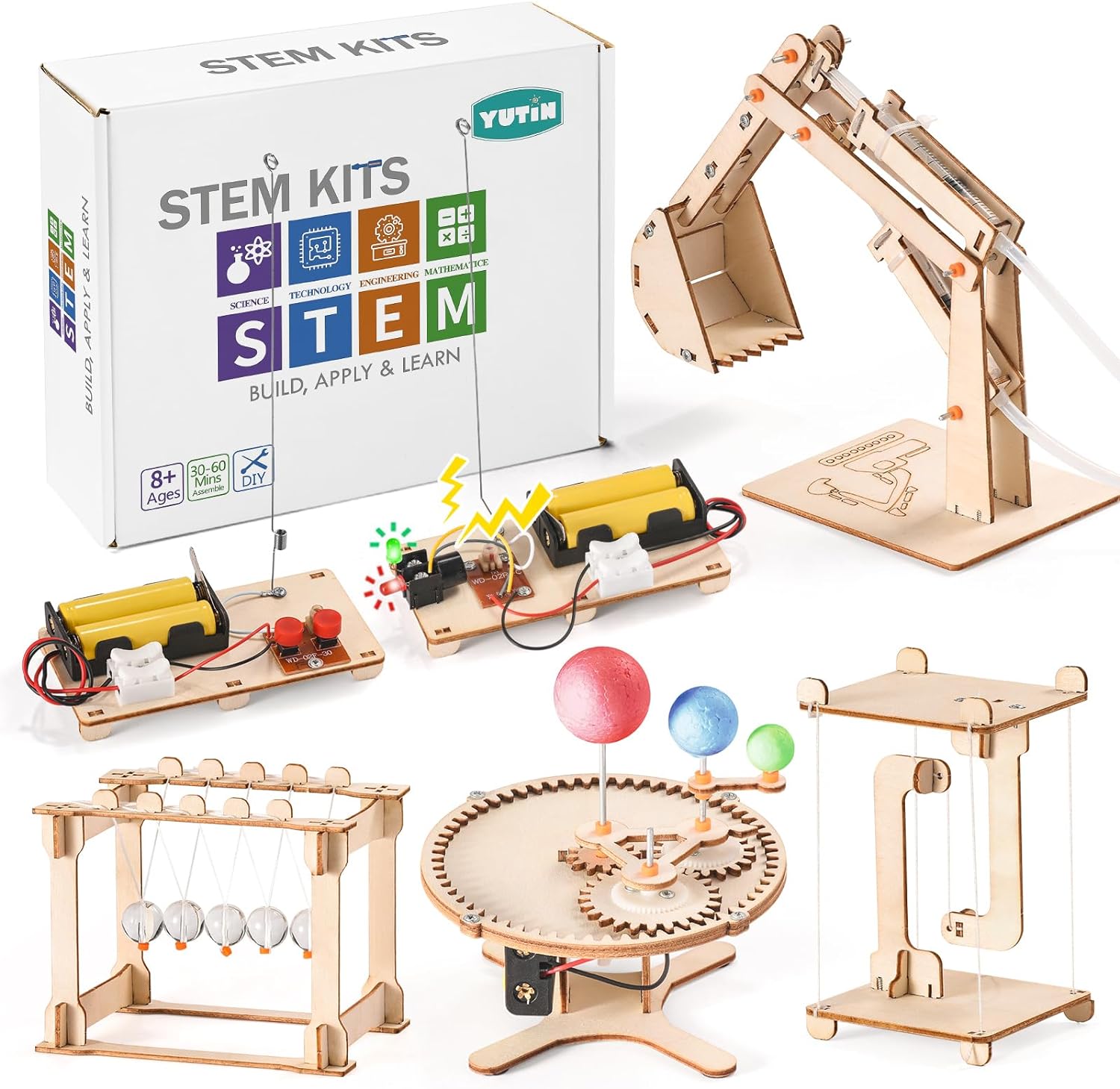 STEM Science Kits, 5 Set Building Kits for Kids Ages 8-12, 3D Wooden Puzzles, Wood Crafts for Boys 6-8, Science Experiment Projects, Woodworking Model Kit, STEM Toys for 6 7 8 9 10 11 12 14 Years Old : Toys Games