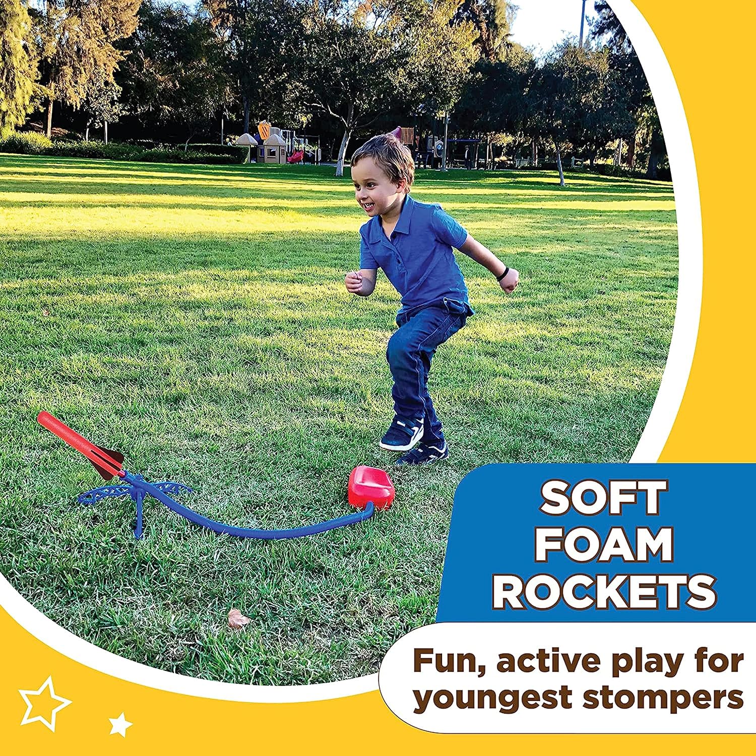 Stomp Rocket Original Jr. Rockets Launcher for Kids - Soars 100 Ft - 8 Multi Color Foam Rockets and 1 Adjustable Launcher Stand - Fun Outdoor or Indoor Toy and Gift for Boys or Girls Age 3+ Years Old : Toys  Games