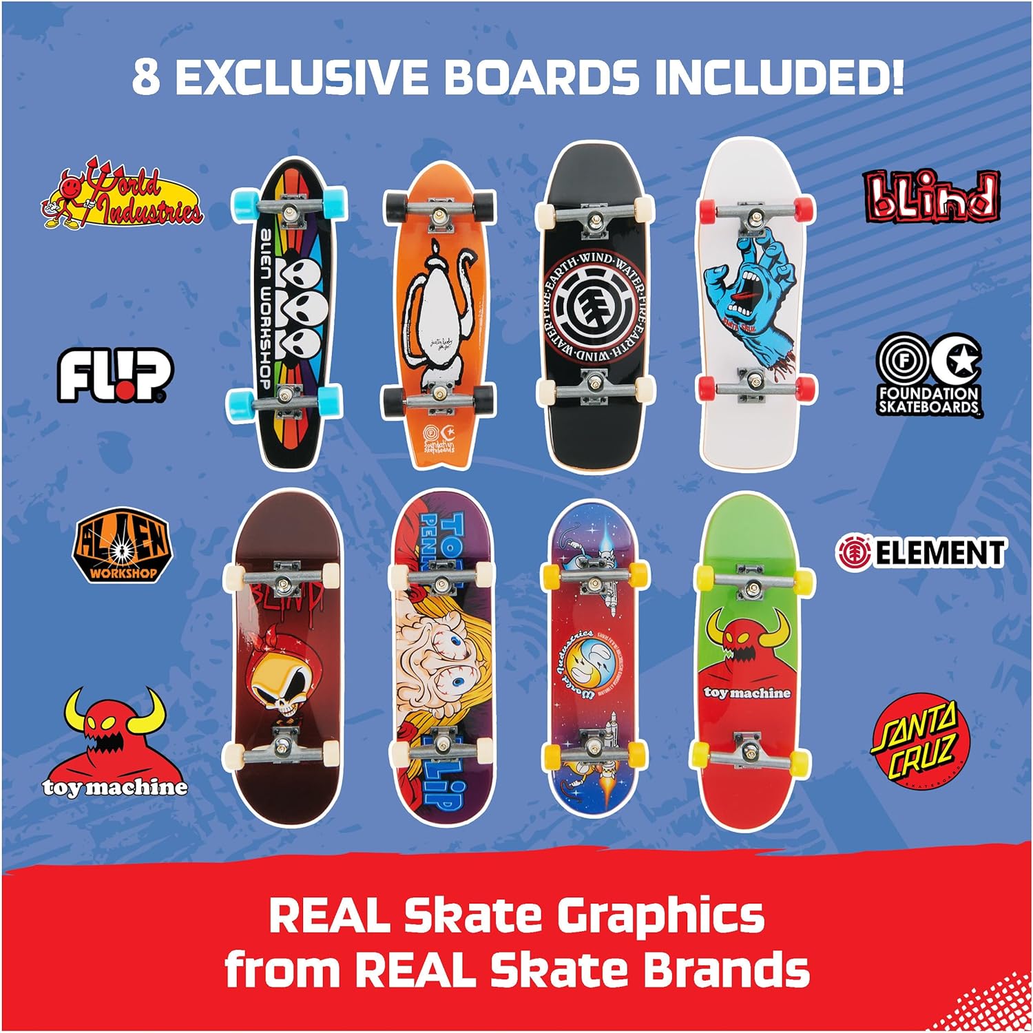 Tech Deck, 25th Anniversary 8-Pack Fingerboards with Exclusive Figure, Collectible and Customizable Mini Skateboards, Kids Toys for Ages 6 and up : Toys  Games