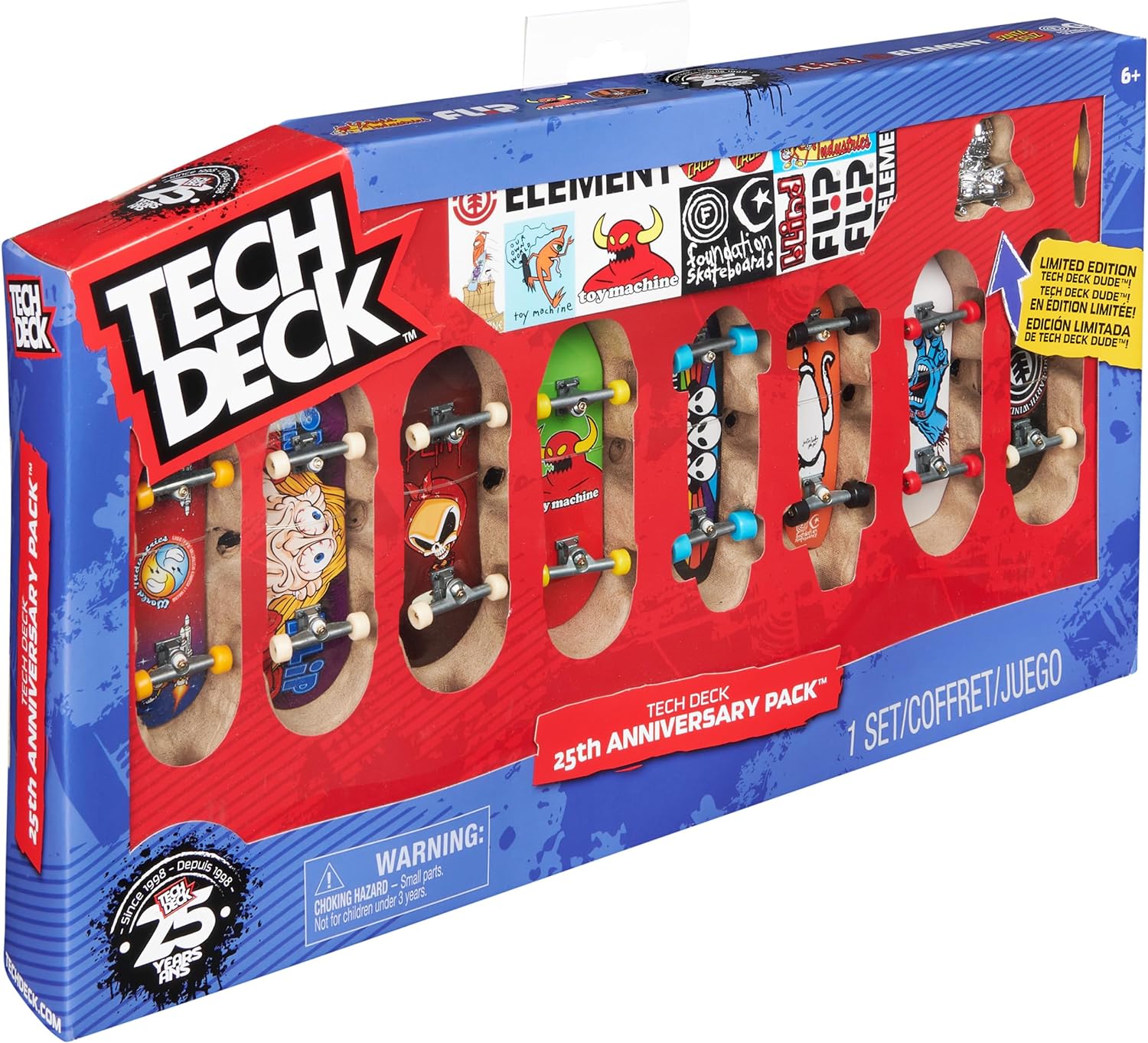 Tech Deck, 25th Anniversary 8-Pack Fingerboards with Exclusive Figure, Collectible and Customizable Mini Skateboards, Kids Toys for Ages 6 and up : Toys  Games