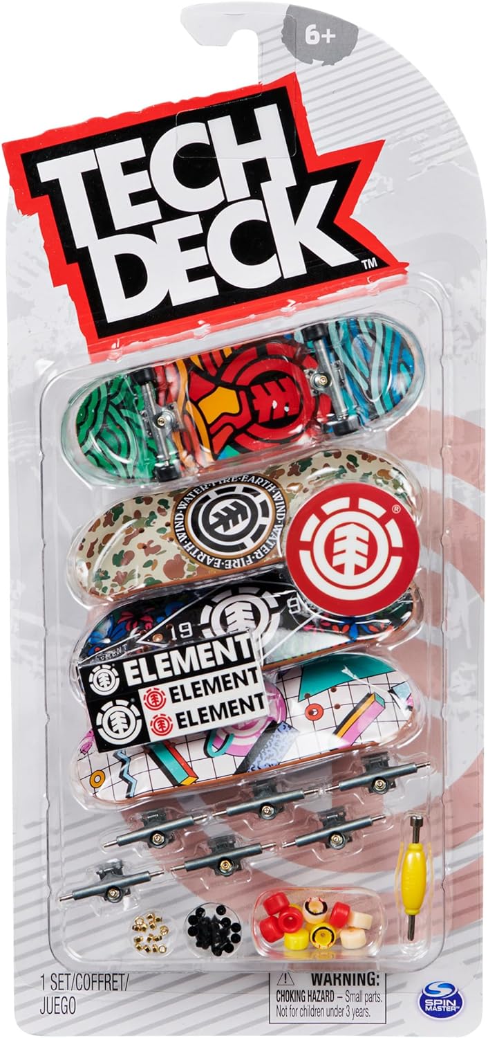 Tech Deck, Ultra DLX Fingerboard 4-Pack, Element Skateboards, Collectible and Customizable Mini Skateboards, Kids Toy for Ages 6 and Up : Toys  Games