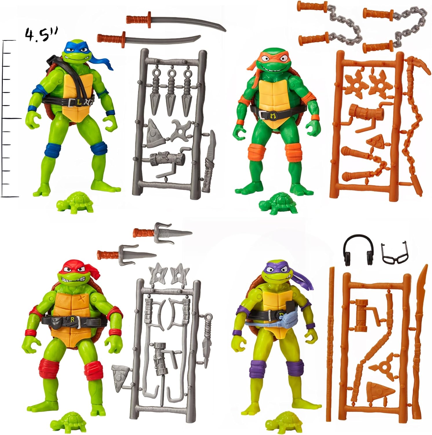 Teenage Mutant Ninja Turtles: Mutant Mayhem Basic Figure Turtle 4-Pack Bundle by Playmates Toys Teenage Mutant Ninja Turtles: Mutant Mayhem Basic Figure Turtle 4-Pack Bundle by Playmates Toys