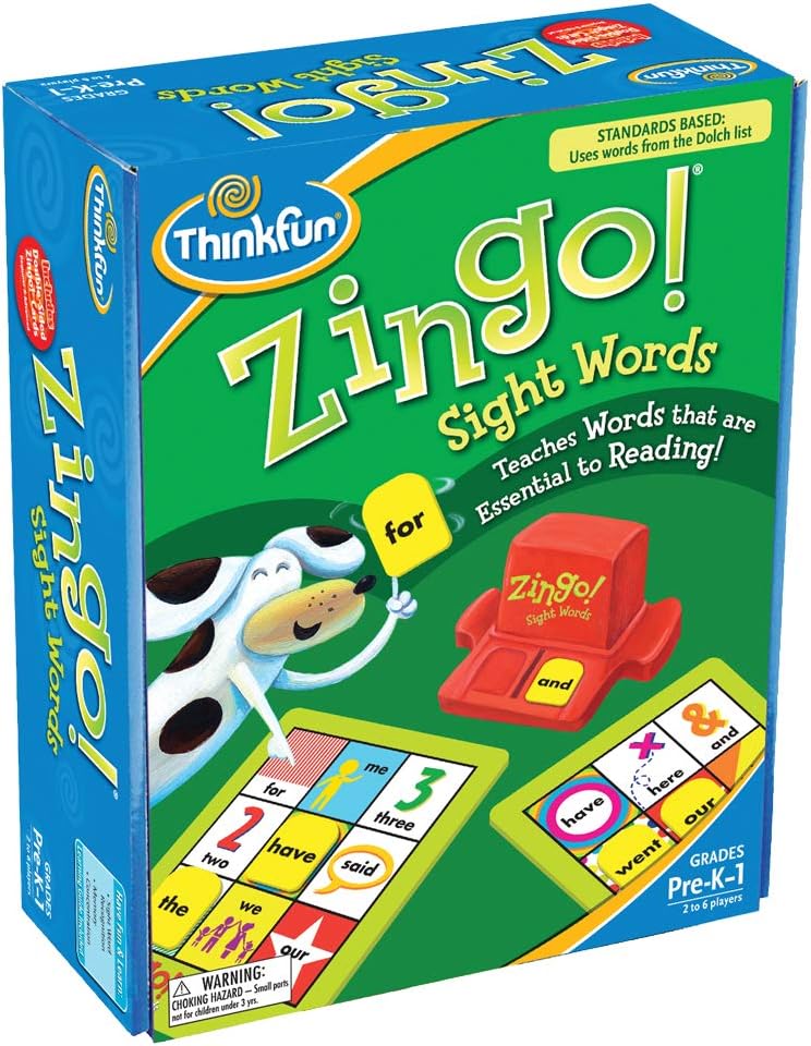 ThinkFun Zingo Sight Words Award Winning Early Reading Game for Pre-K to 2nd Grade - Toy of the Year Finalist, A Fun and Educational Game Developed by Educators for Boys and Girls, Multicolor : Toys Games ThinkFun Zingo Sight Words Award Winning Early Reading Game for Pre-K to 2nd Grade - Toy of the Year Finalist, A Fun and Educational Game Developed by Educators for Boys and Girls, Multicolor : Toys Games