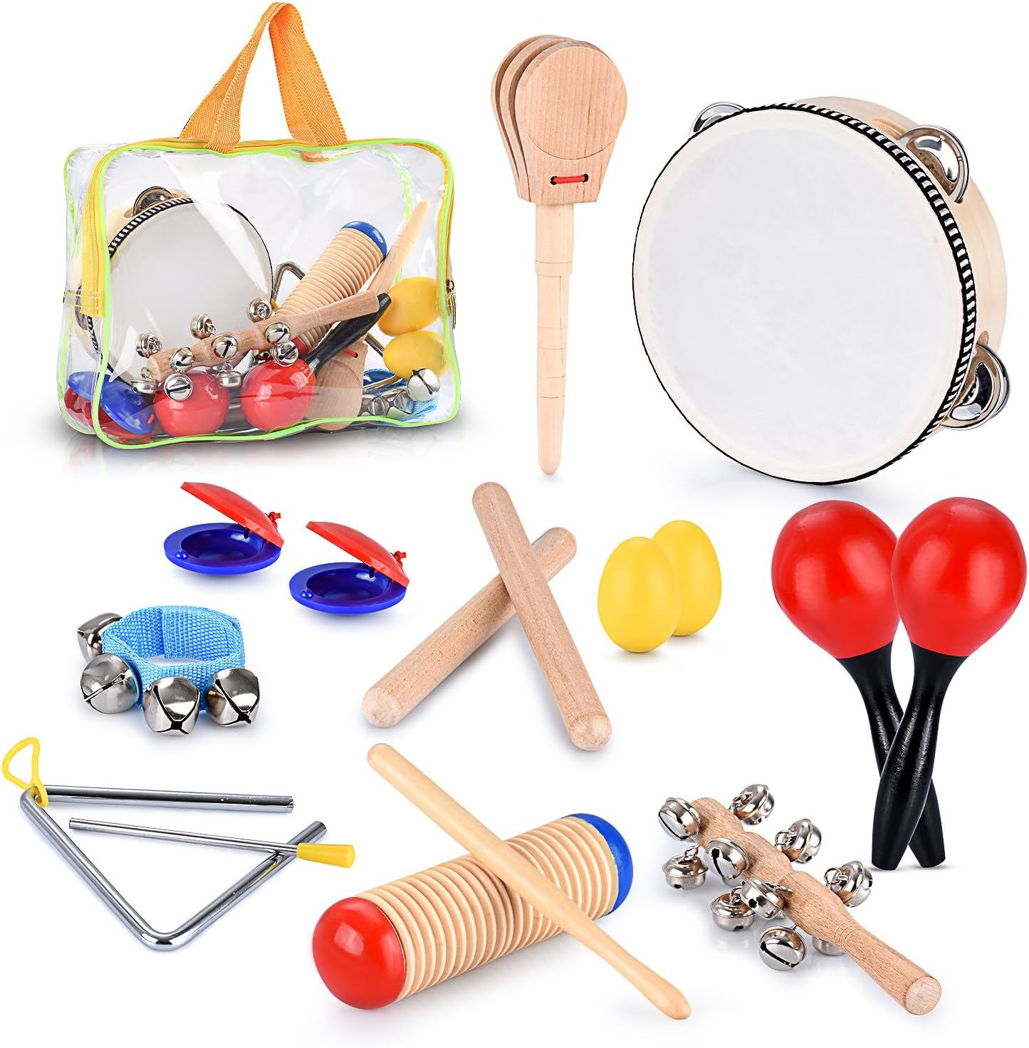 Toddler Educational Musical Percussion for Kids Children Instruments Set 21 Pcs – with Tambourine, Maracas, Castanets More – Promote Fine Motor Skills, Enhance Hand to Eye Coordination, Toddler Educational Musical Percussion for Kids Children Instruments Set 21 Pcs – with Tambourine, Maracas, Castanets More – Promote Fine Motor Skills, Enhance Hand to Eye Coordination,