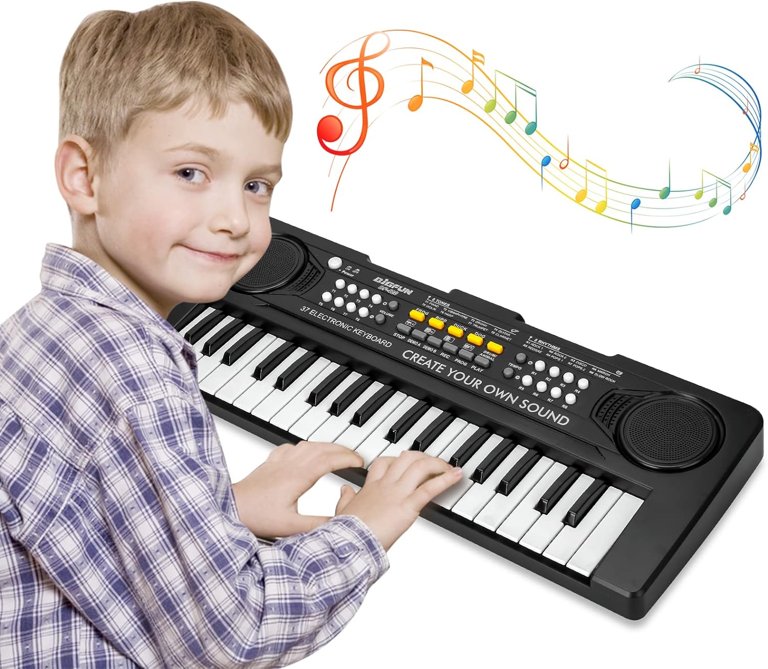 TOQIBO Kids Piano Keyboard, 37 Keys Electronic Piano for Kids Portable Multi-Function Musical Instruments Birthday Educational Gift Toys for 3 4 5 6 7 8 Year Old Boys Girls Children Beginner(Black) : Toys Games