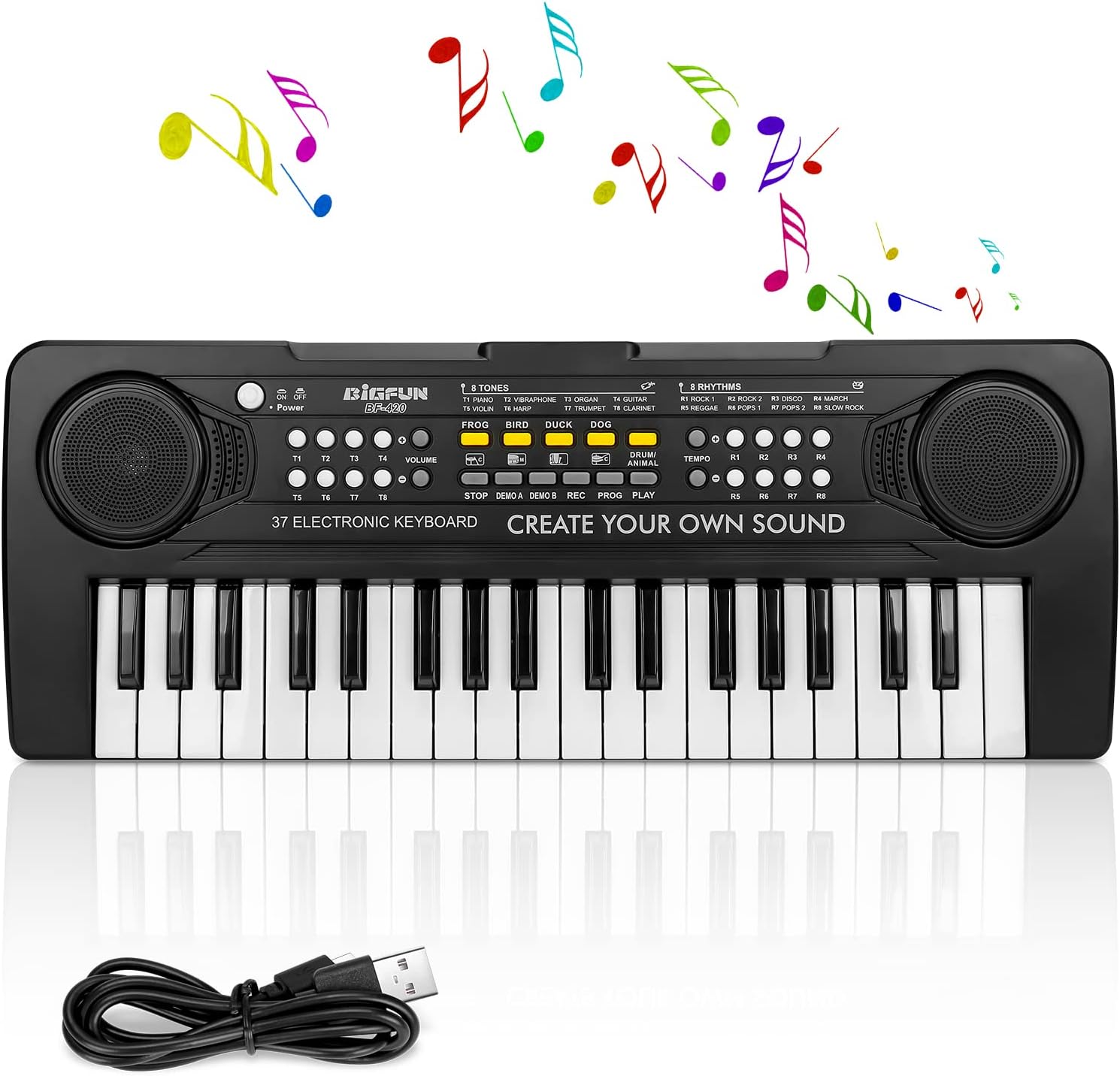 TOQIBO Kids Piano Keyboard, 37 Keys Electronic Piano for Kids Portable Multi-Function Musical Instruments Birthday Educational Gift Toys for 3 4 5 6 7 8 Year Old Boys Girls Children Beginner(Black) : Toys Games