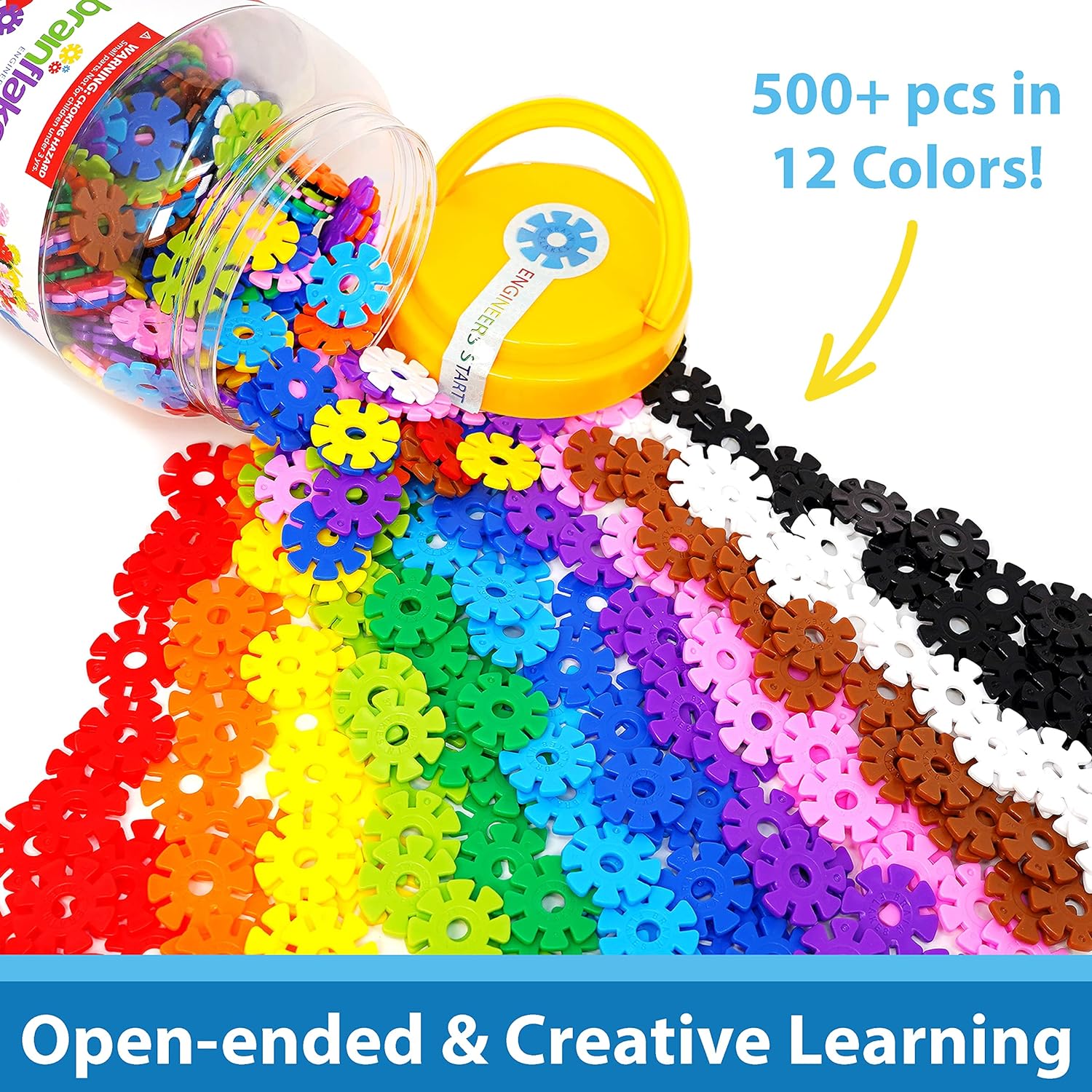 VIAHART Brain Flakes 500 Piece Interlocking Plastic Disc Set - A Creative and Educational Alternative to Building Blocks - Tested for Childrens Safety - A Great Stem Toy for Both Boys and Girls : Toys Games